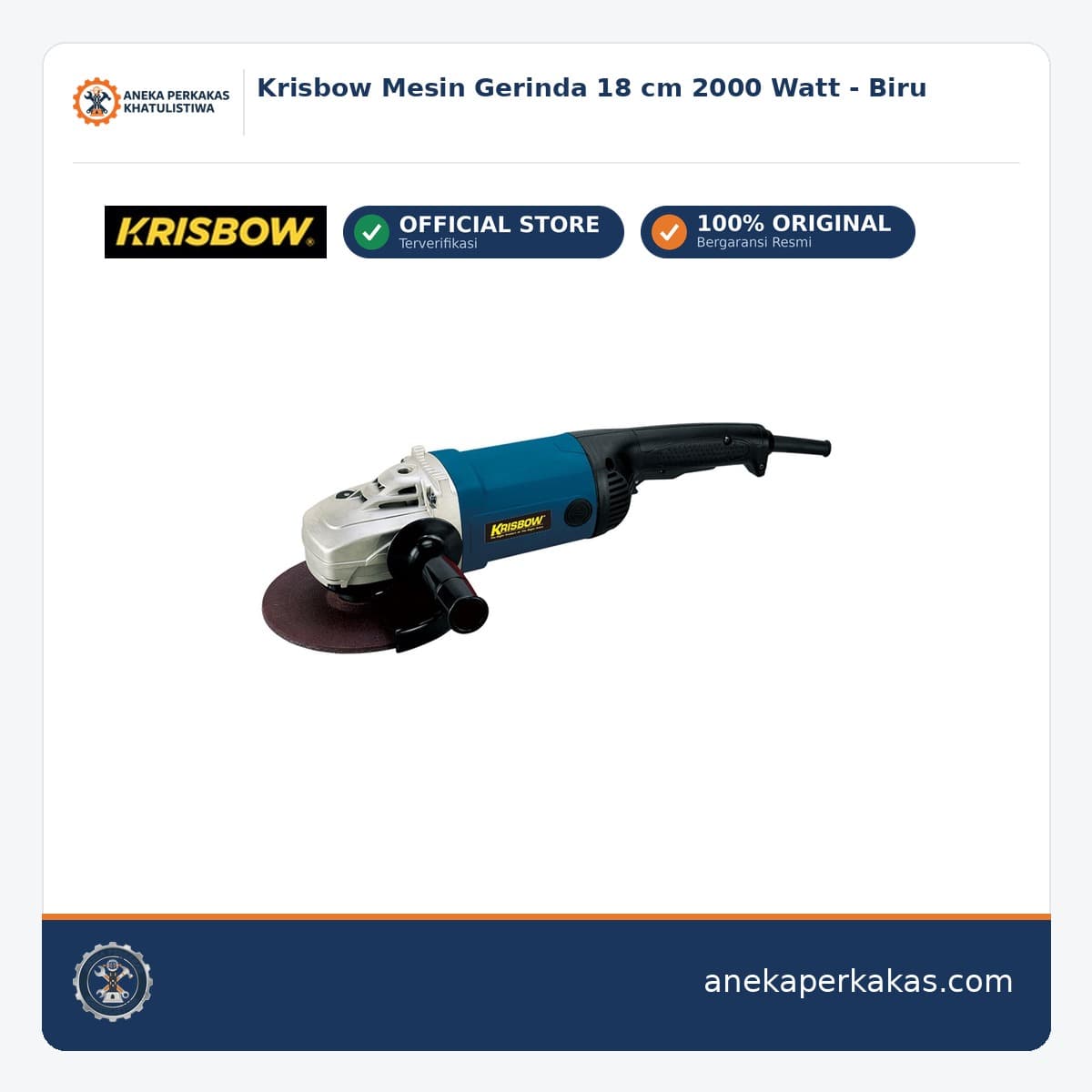 Krisbow Mesin Gerinda 18 cm 2000 Watt - Biru