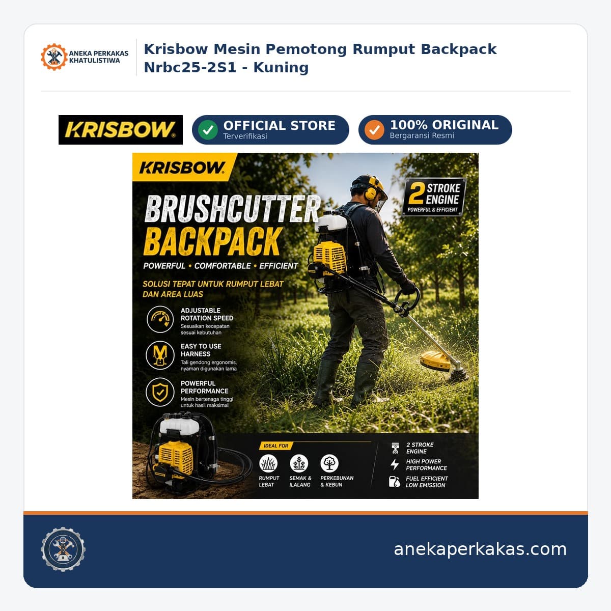 Krisbow Mesin Pemotong Rumput Backpack Nrbc25-2S1 - Kuning