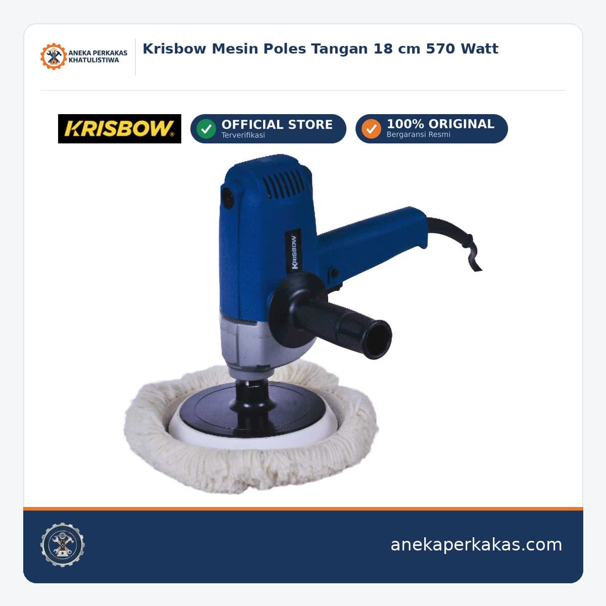 Krisbow Mesin Poles Tangan 18 cm 570 Watt