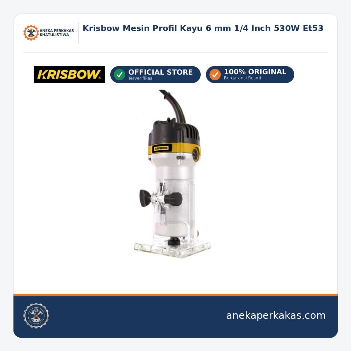 Krisbow Mesin Profil Kayu 6 mm 1/4 Inch 530W Et53