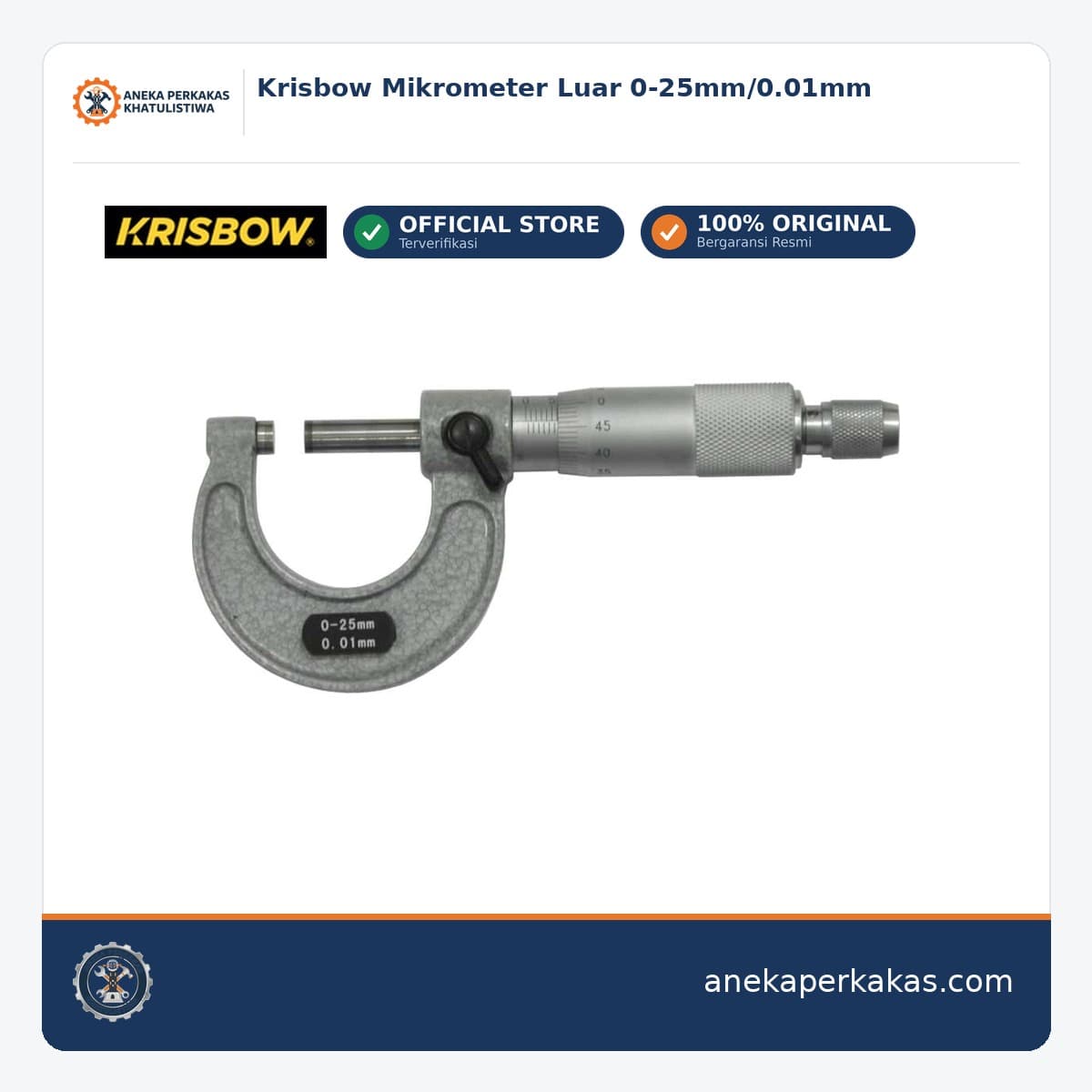 Krisbow Mikrometer Luar 0-25mm/0.01mm