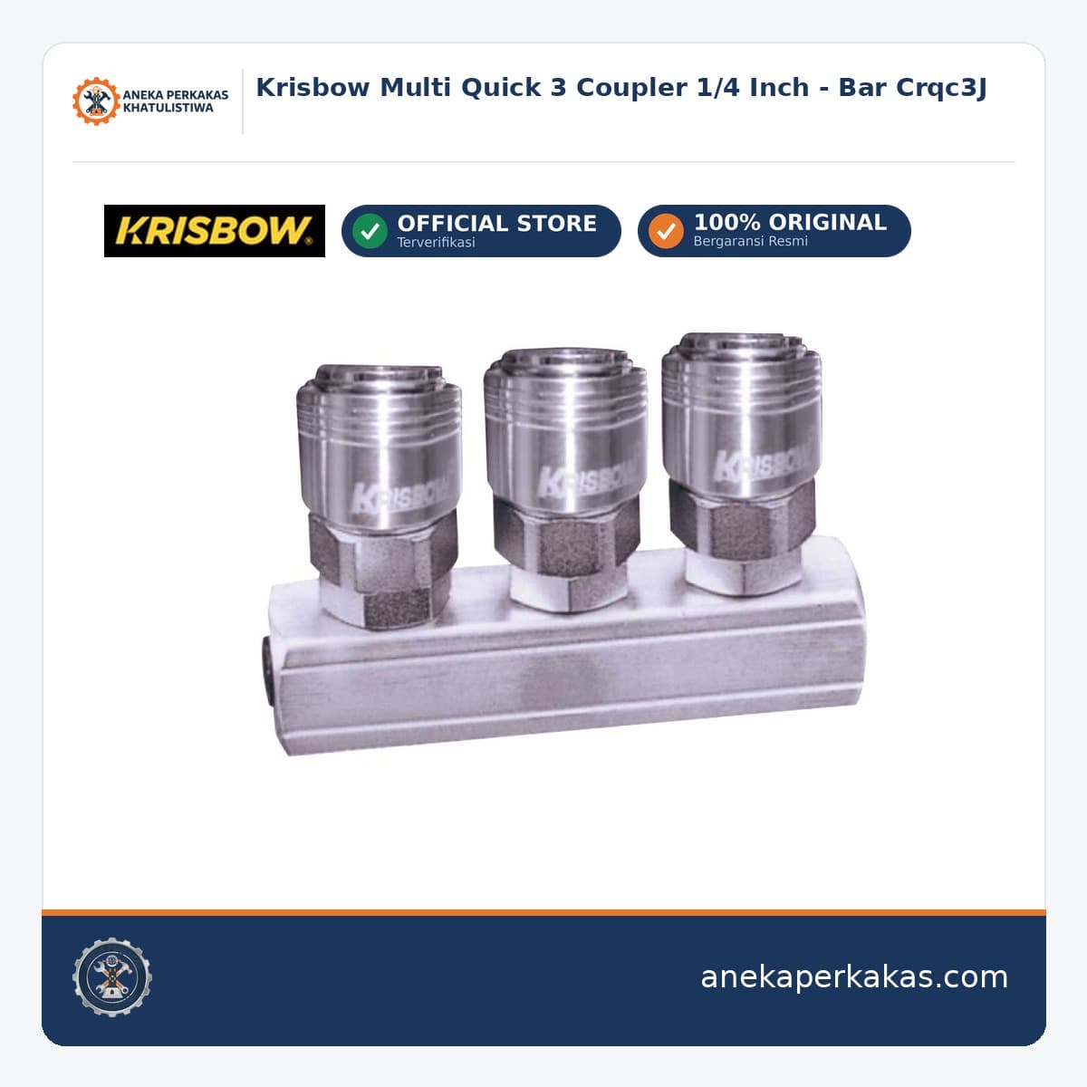 Krisbow Multi Quick 3 Coupler 1/4 Inch - Bar Crqc3J
