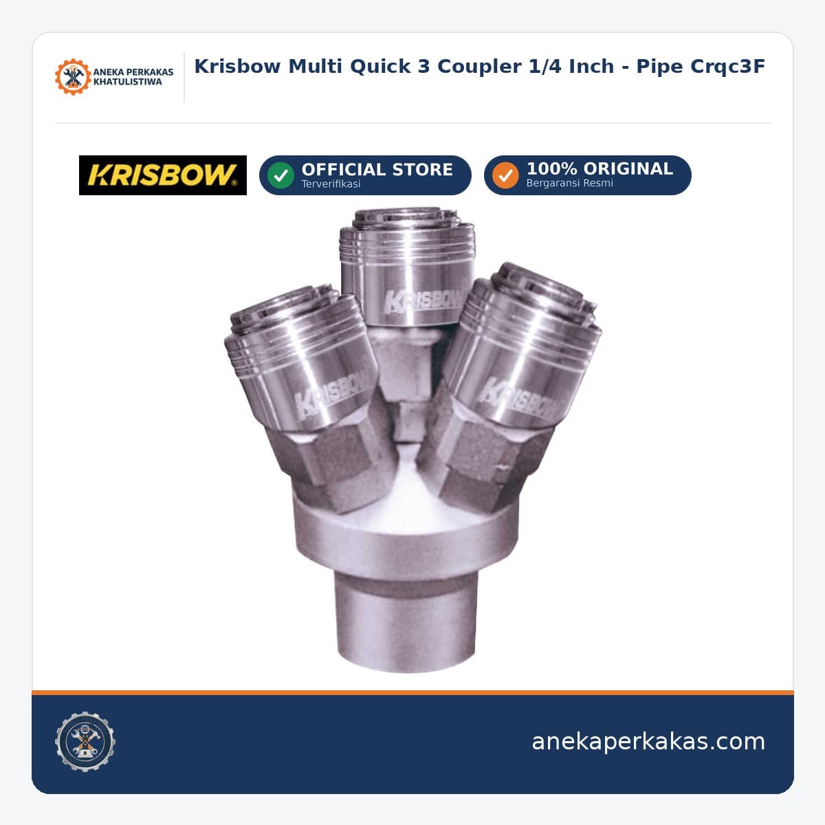 Krisbow Multi Quick 3 Coupler 1/4 Inch - Pipe Crqc3F