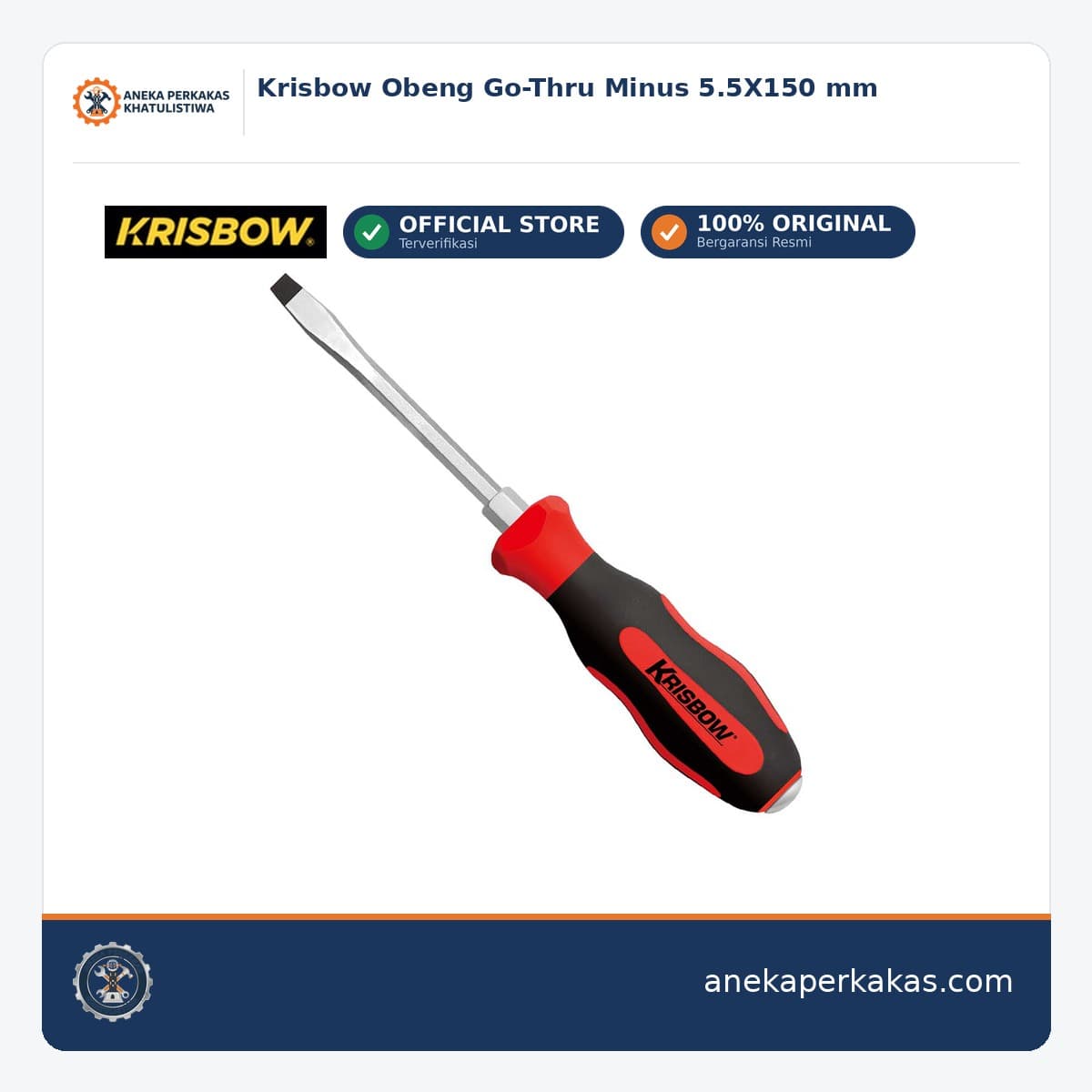 Krisbow Obeng Go-Thru Minus 5.5X150 mm