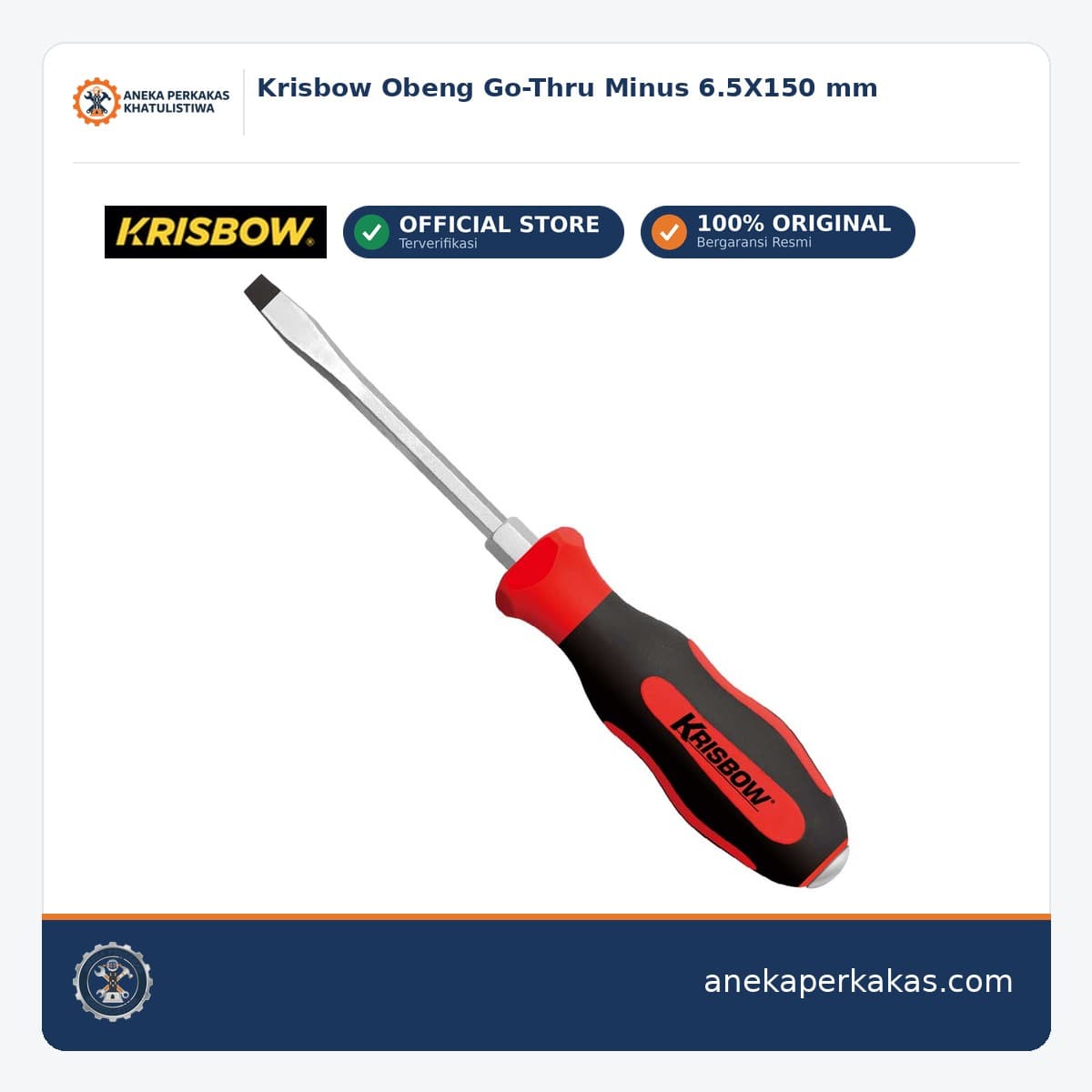 Krisbow Obeng Go-Thru Minus 6.5X150 mm