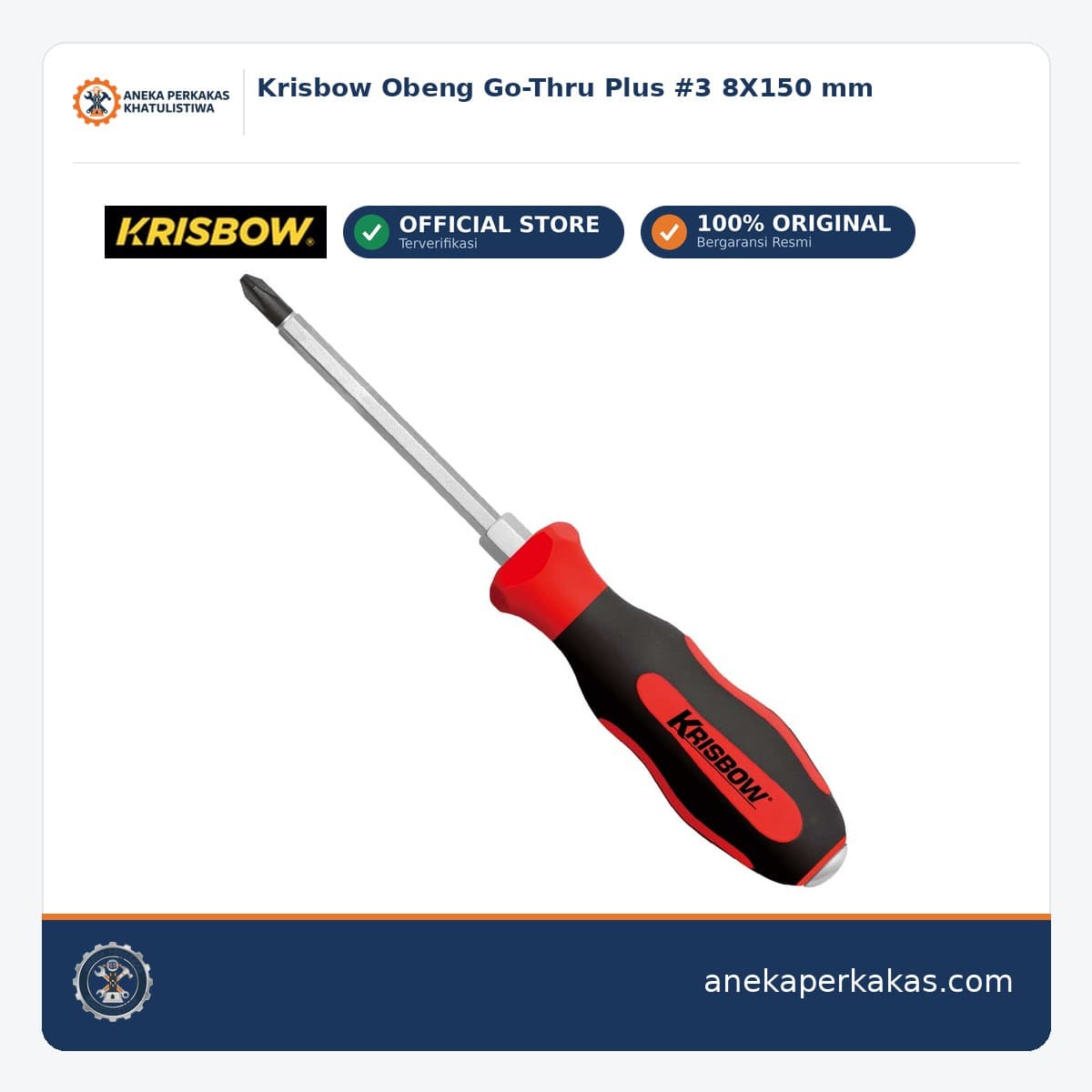 Krisbow Obeng Go-Thru Plus #3 8X150 mm