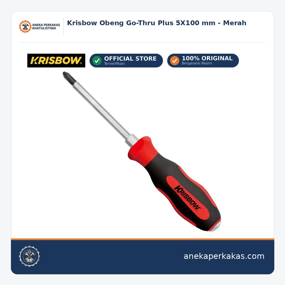 Krisbow Obeng Go-Thru Plus 5X100 mm - Merah