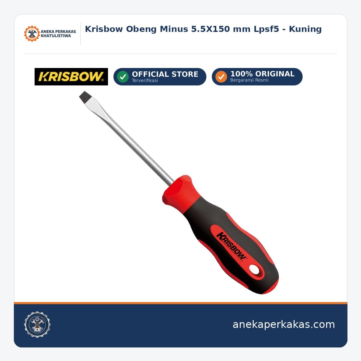 Krisbow Obeng Minus 5.5X150 mm Lpsf5 - Kuning