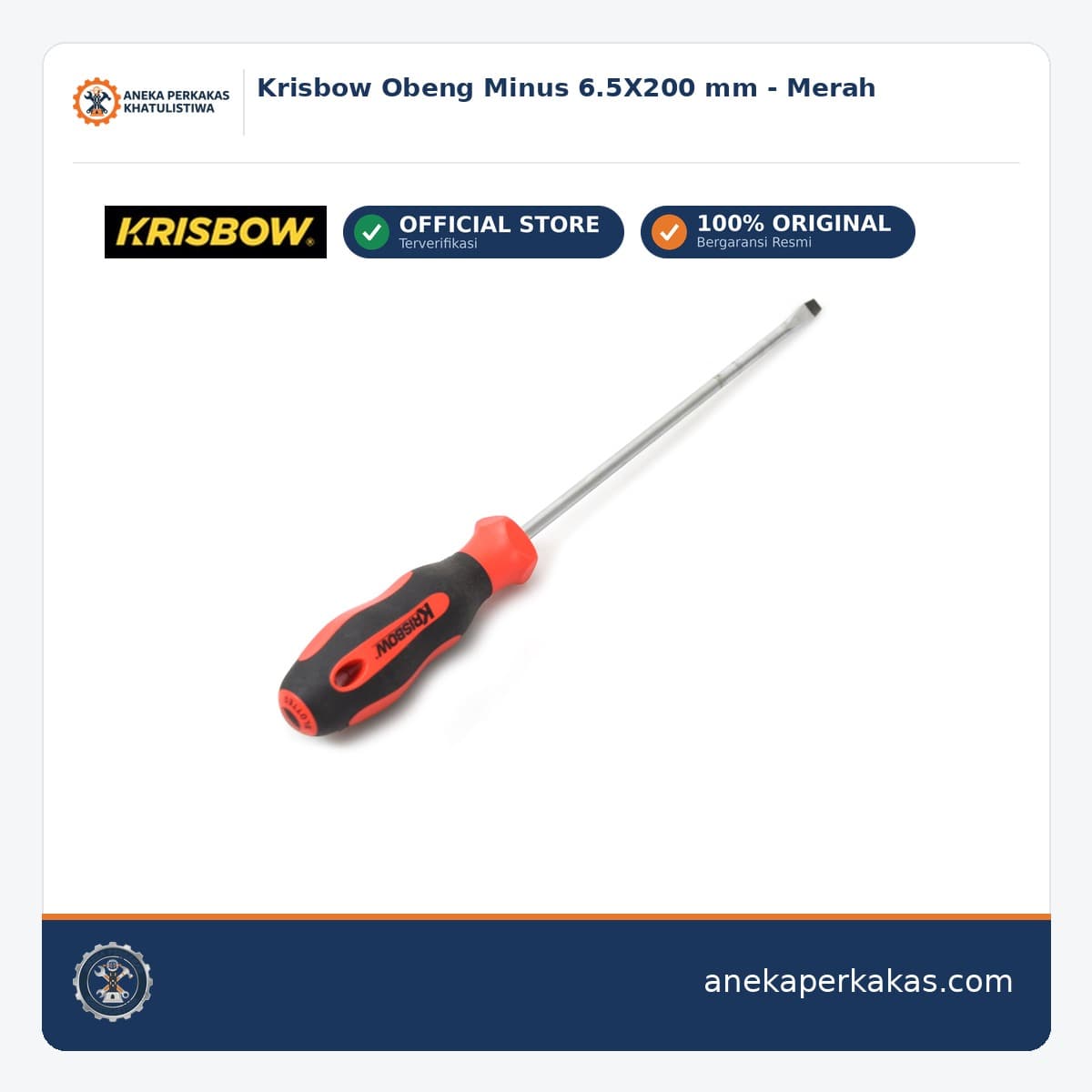 Krisbow Obeng Minus 6.5X200 mm - Merah