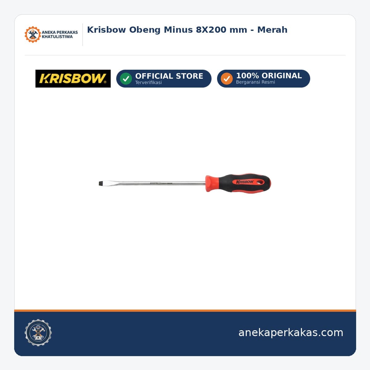 Krisbow Obeng Minus 8X200 mm - Merah