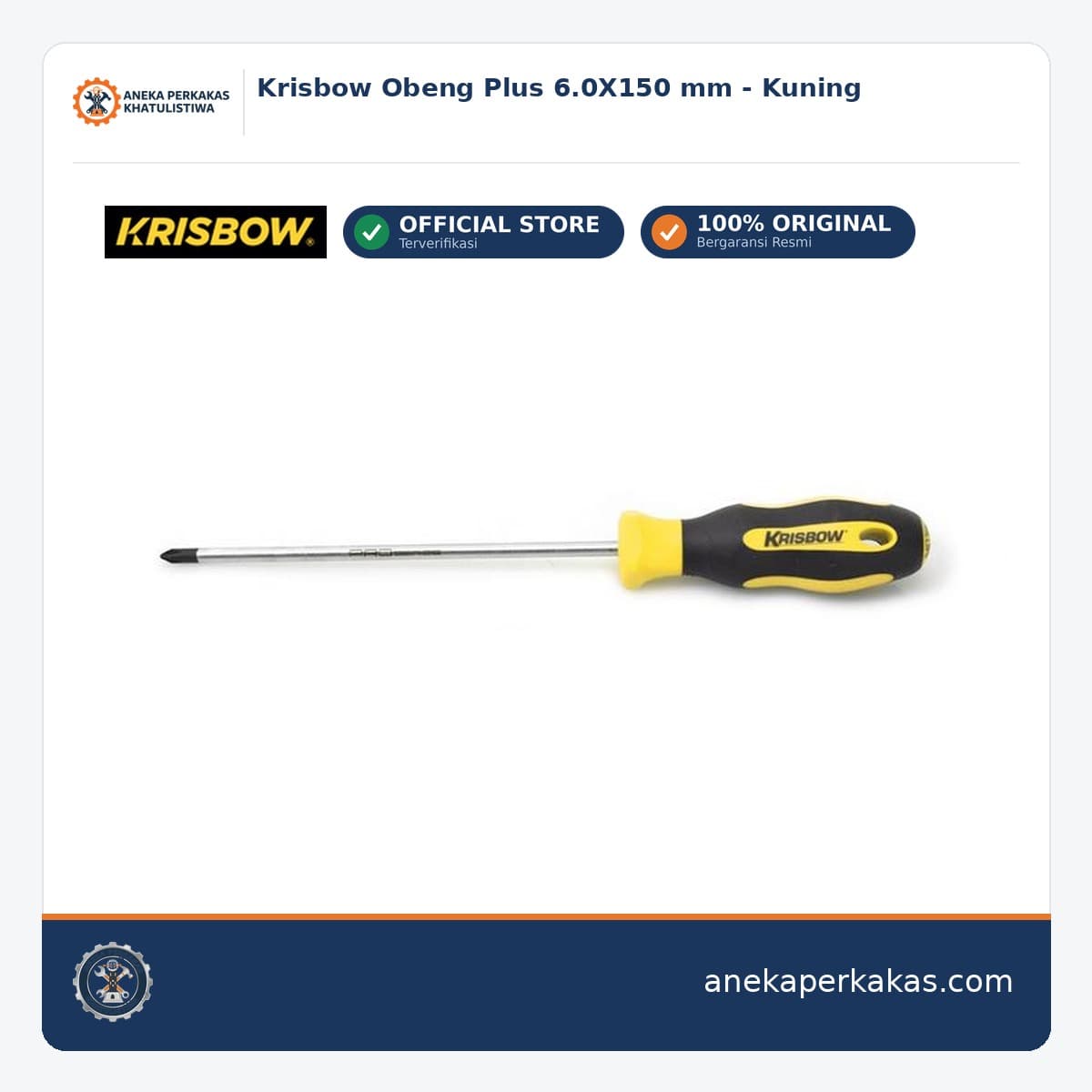 Krisbow Obeng Plus 6.0X150 mm - Kuning
