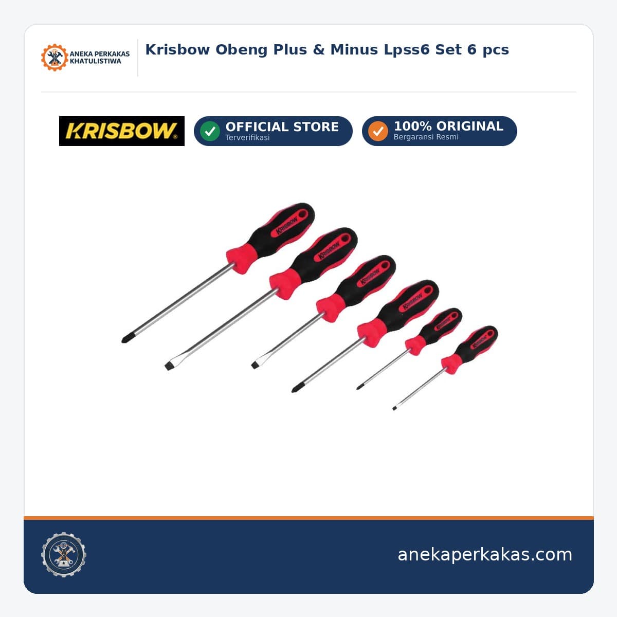 Krisbow Obeng Plus & Minus Lpss6 Set 6 pcs