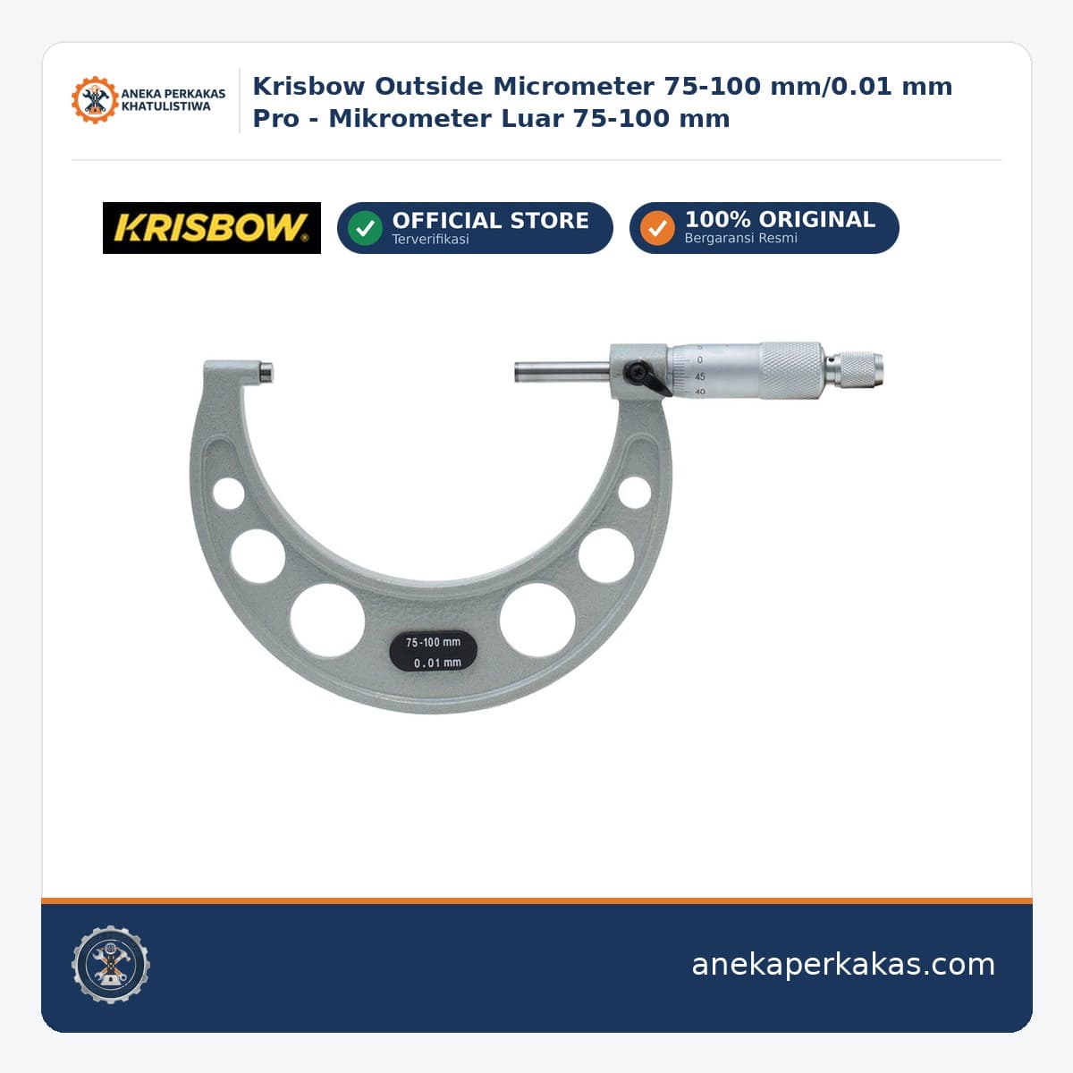 Krisbow Outside Micrometer 75-100 mm/0.01 mm Pro - Mikrometer Luar 75-100 mm