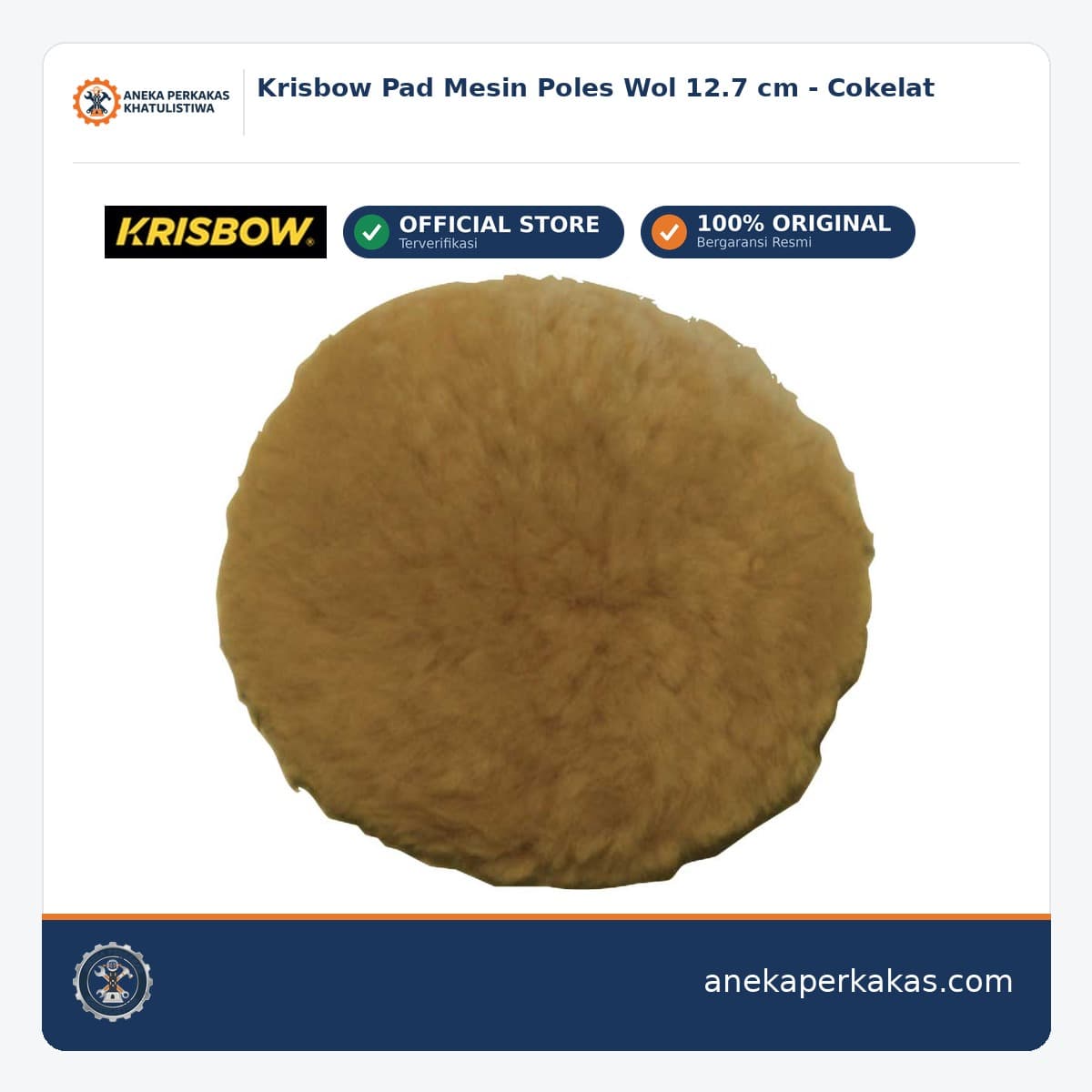 Krisbow Pad Mesin Poles Wol 12.7 cm - Cokelat