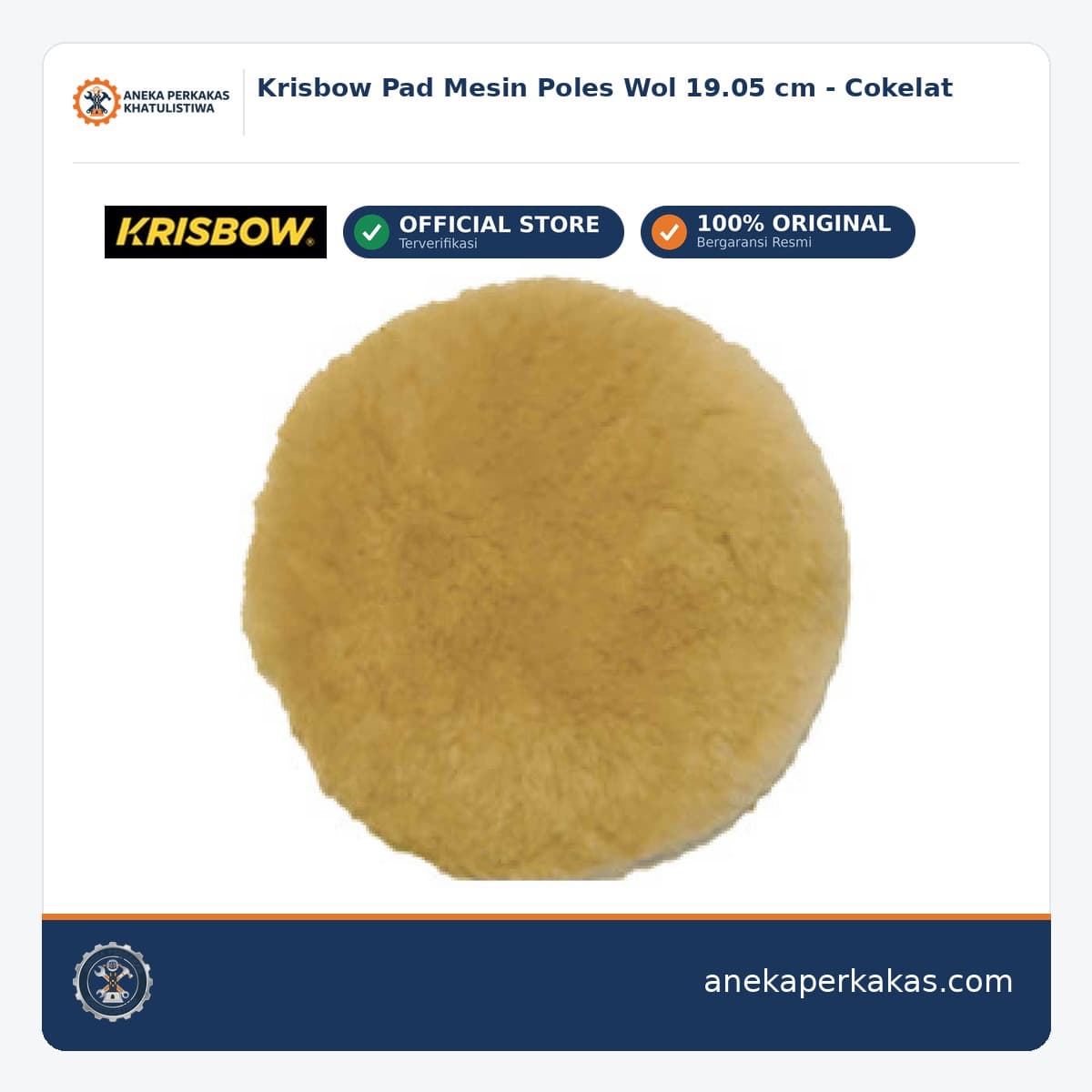 Krisbow Pad Mesin Poles Wol 19.05 cm - Cokelat