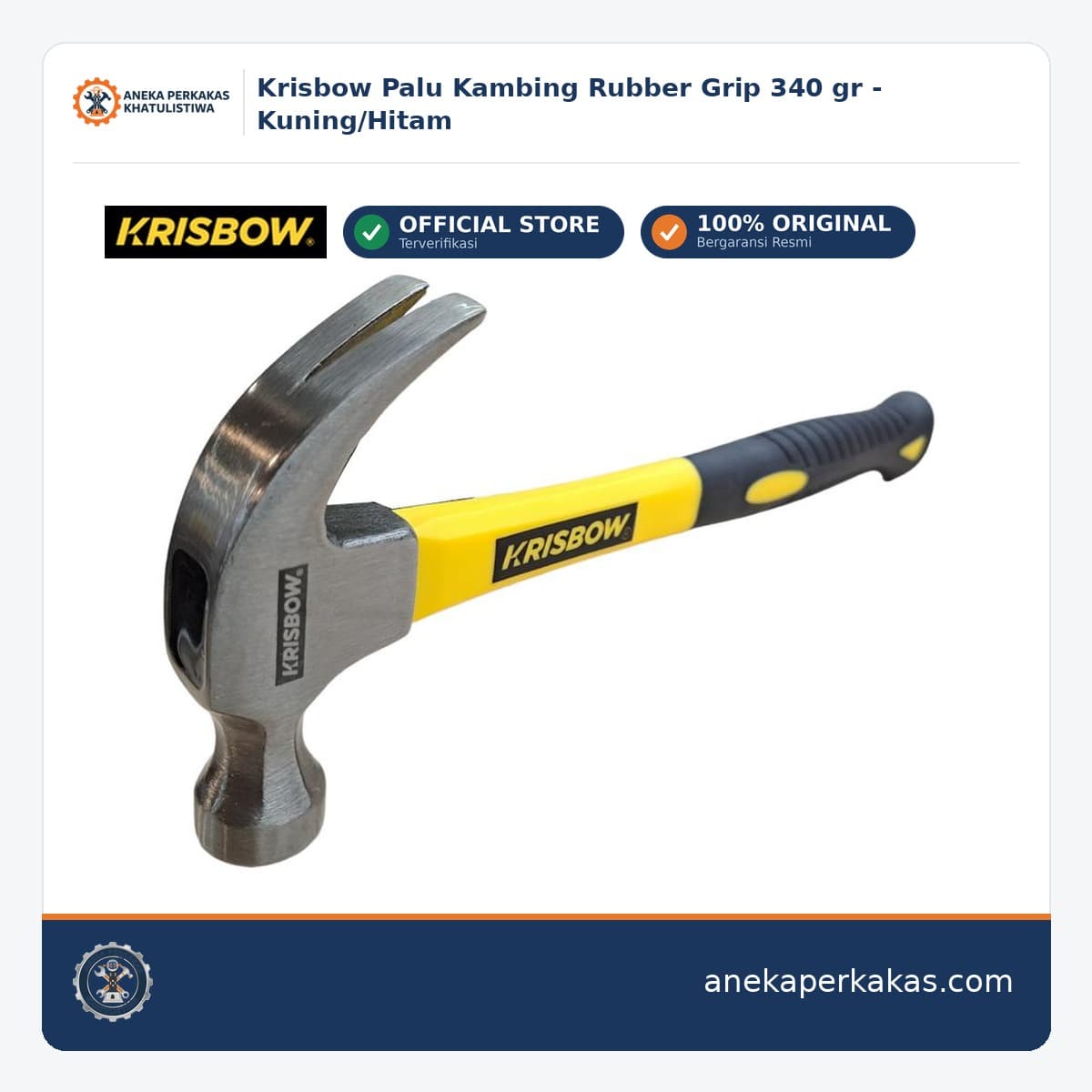 Krisbow Palu Kambing Rubber Grip 340 gr - Kuning/Hitam