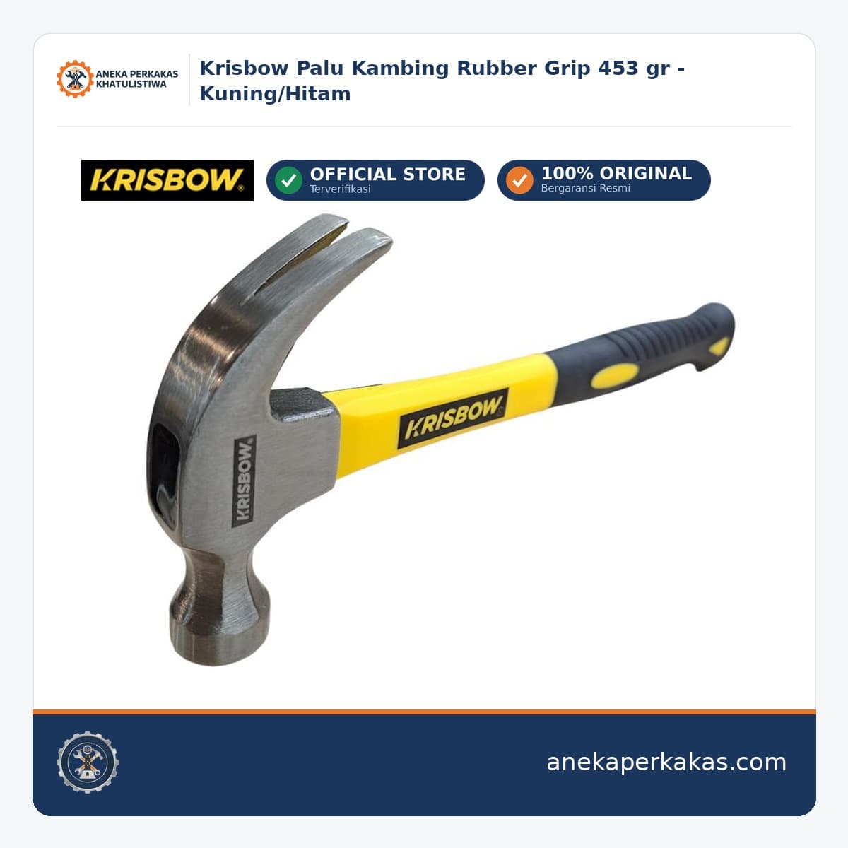 Krisbow Palu Kambing Rubber Grip 453 gr - Kuning/Hitam