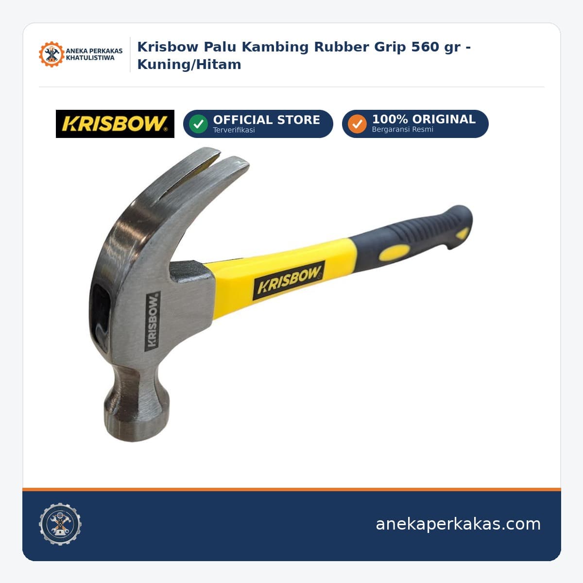 Krisbow Palu Kambing Rubber Grip 560 gr - Kuning/Hitam