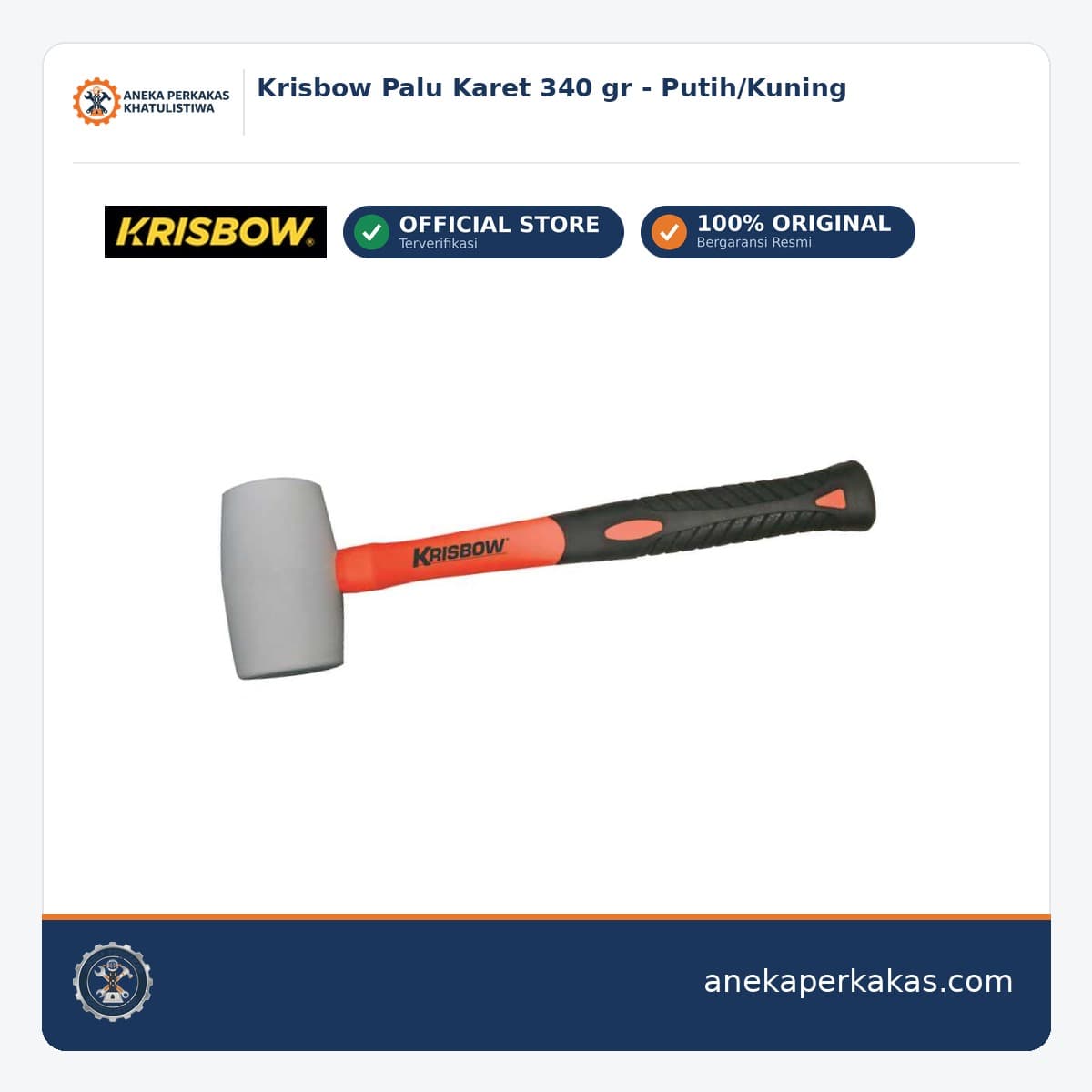 Krisbow Palu Karet 340 gr - Putih/Kuning