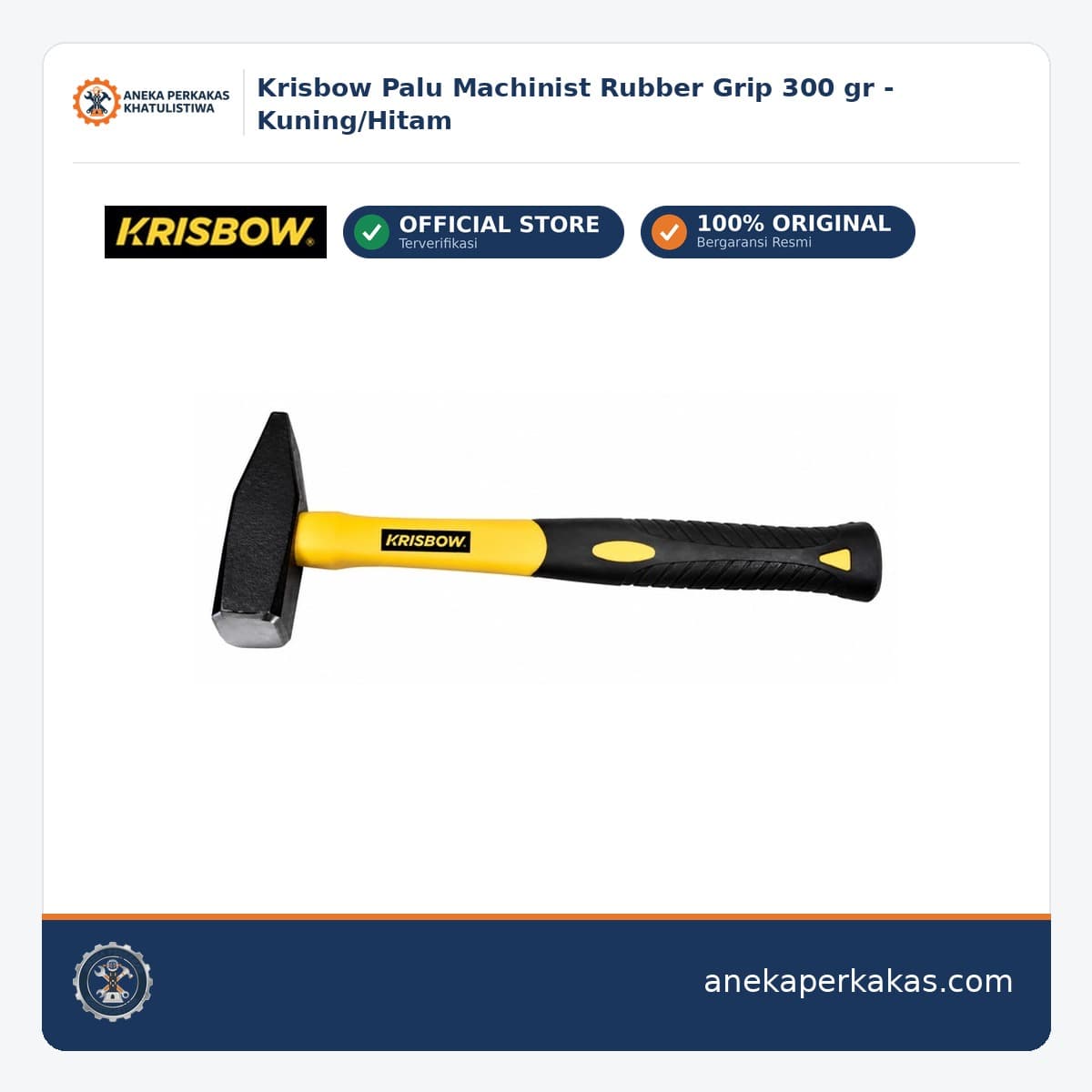 Krisbow Palu Machinist Rubber Grip 300 gr - Kuning/Hitam