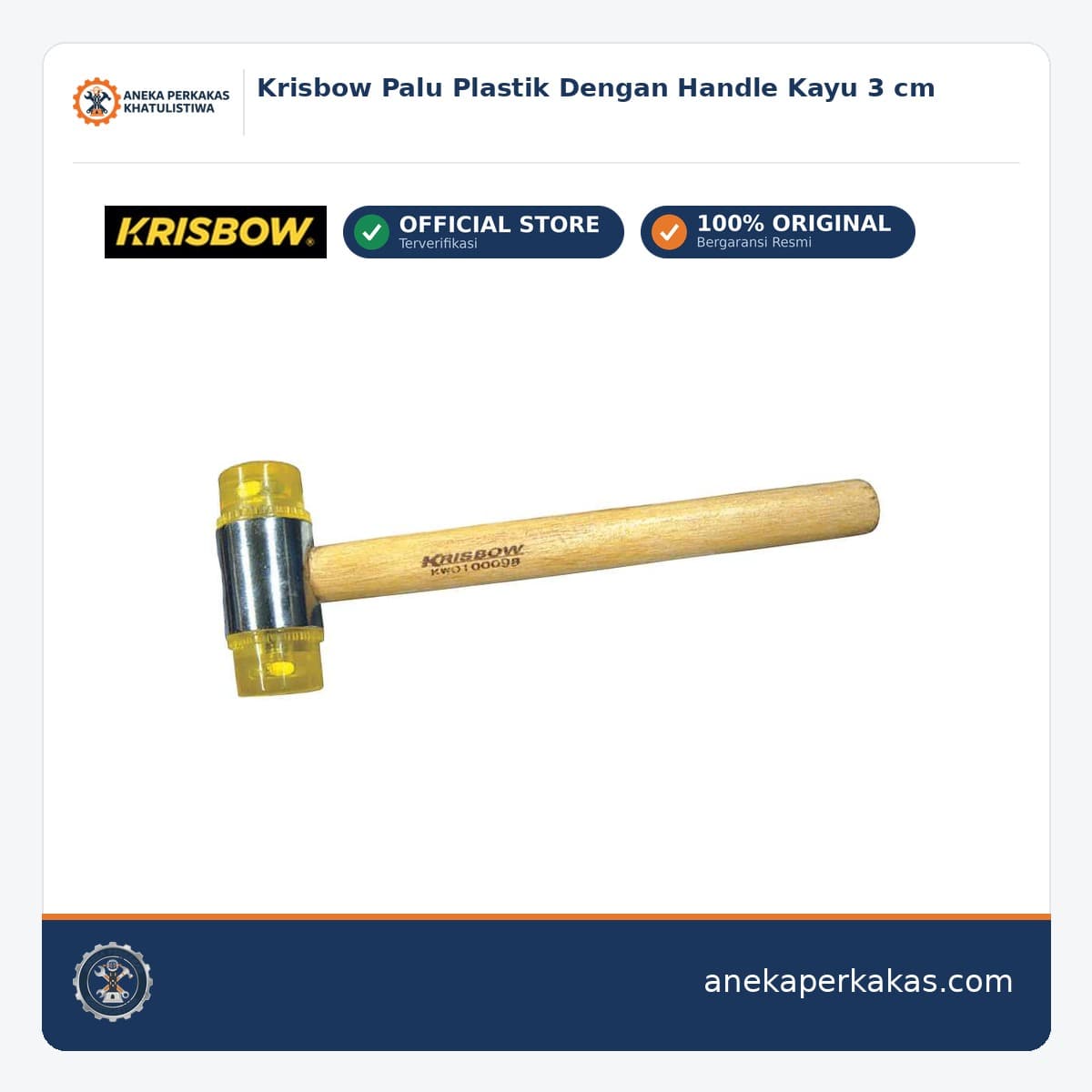 Krisbow Palu Plastik Dengan Handle Kayu 3 cm