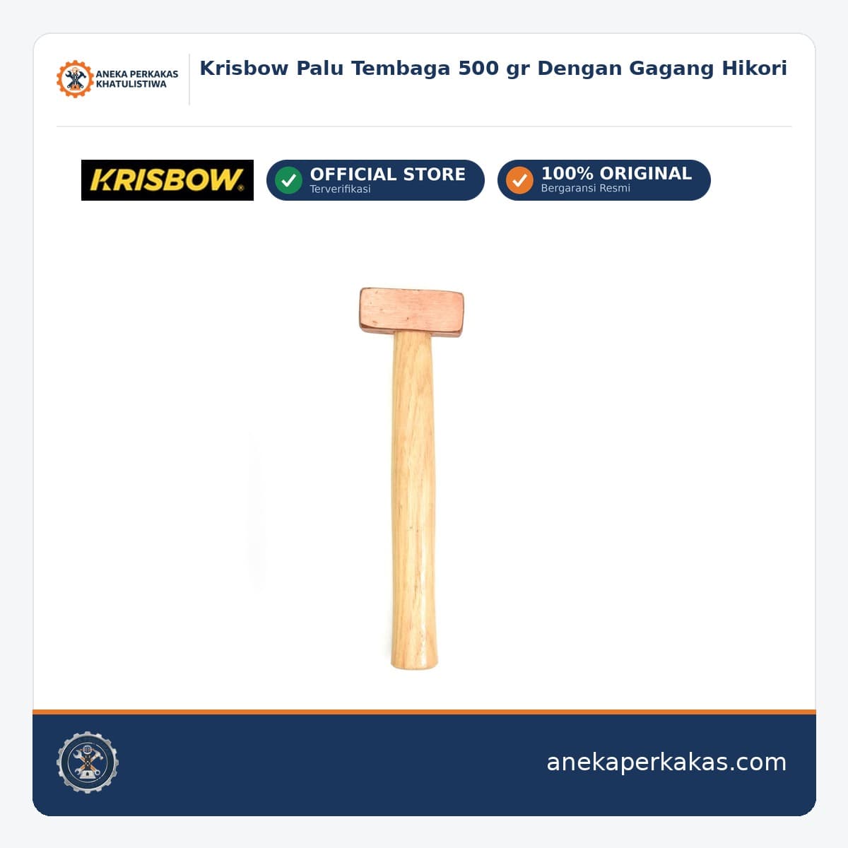 Krisbow Palu Tembaga 500 gr Dengan Gagang Hikori