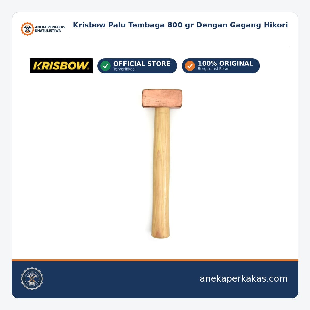 Krisbow Palu Tembaga 800 gr Dengan Gagang Hikori