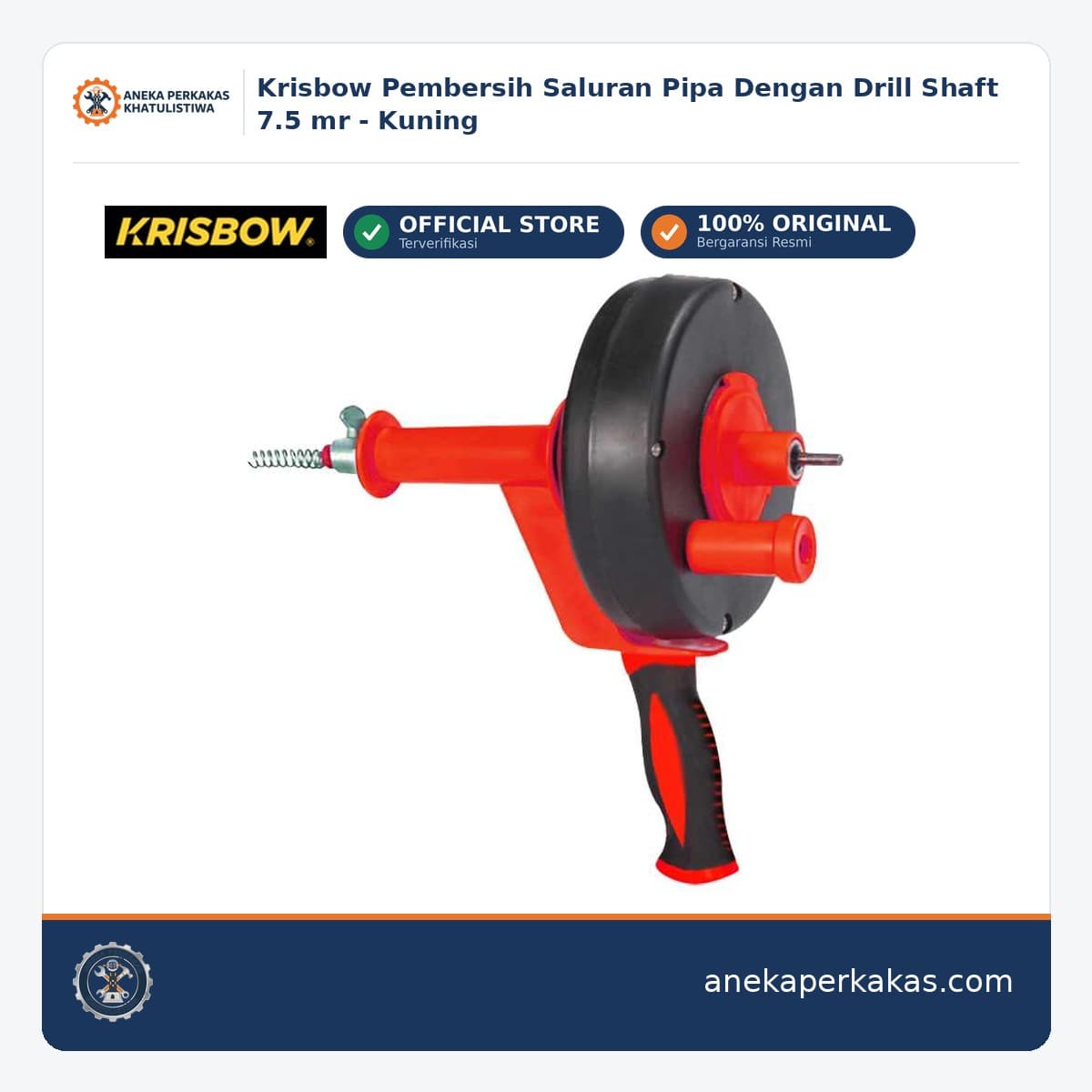 Krisbow Pembersih Saluran Pipa Dengan Drill Shaft 7.5 mr - Kuning