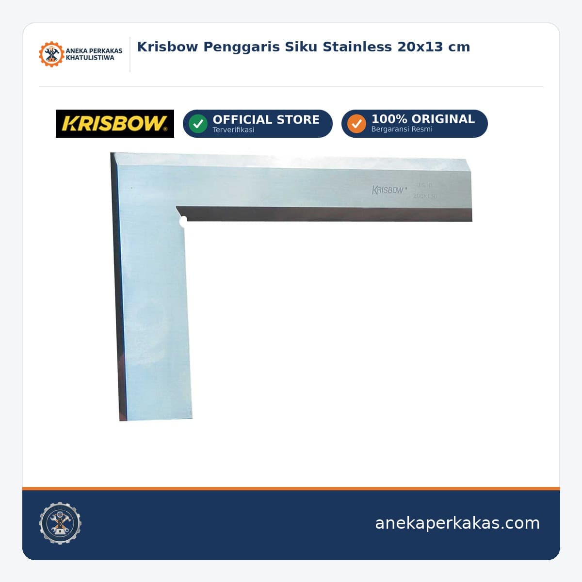Krisbow Penggaris Siku Stainless 20x13 cm