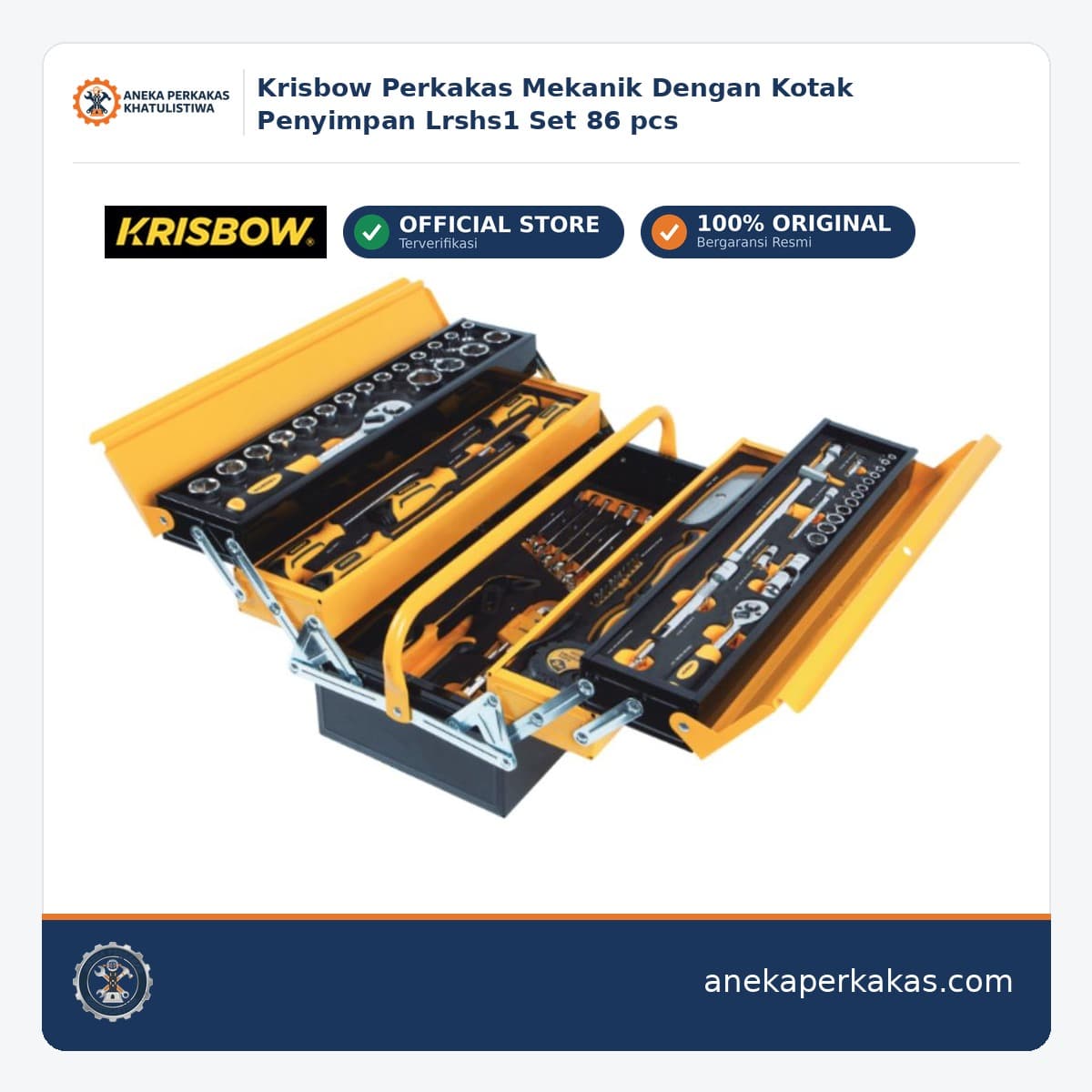 Krisbow Perkakas Mekanik Dengan Kotak Penyimpan Lrshs1 Set 86 pcs
