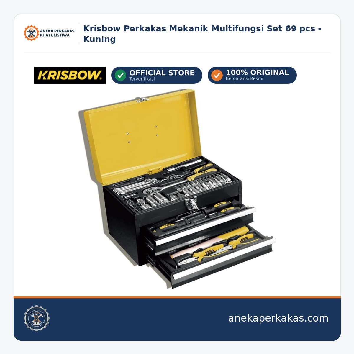 Krisbow Perkakas Mekanik Multifungsi Set 69 pcs - Kuning