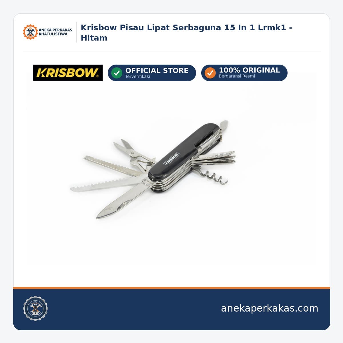 Krisbow Pisau Lipat Serbaguna 15 In 1 Lrmk1 - Hitam