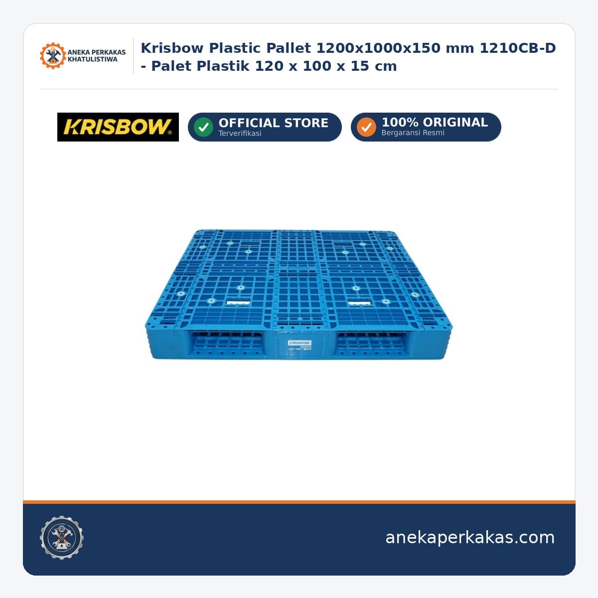 Krisbow Plastic Pallet 1200x1000x150 mm 1210CB-D - Palet Plastik 120 x 100 x 15 cm