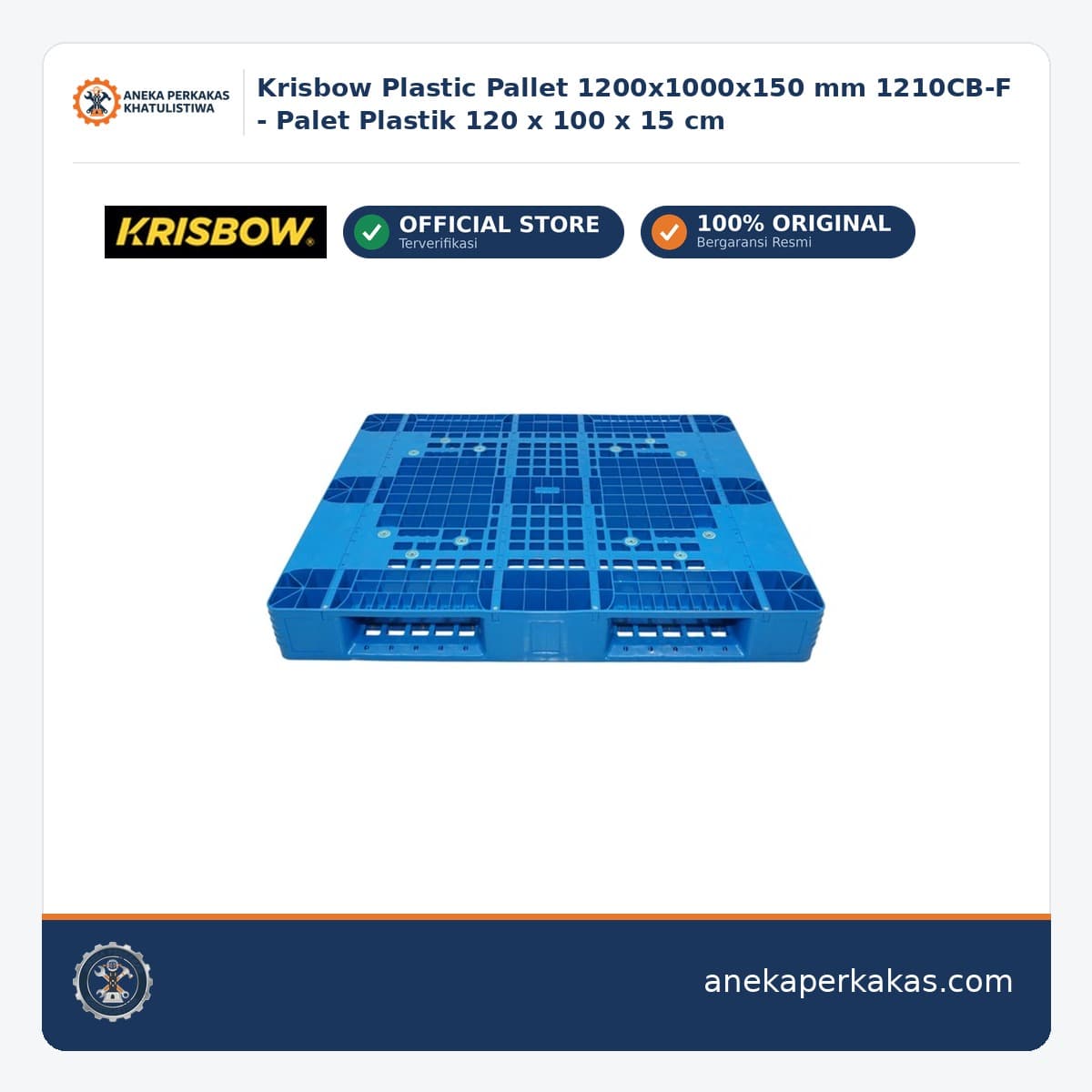 Krisbow Plastic Pallet 1200x1000x150 mm 1210CB-F - Palet Plastik 120 x 100 x 15 cm