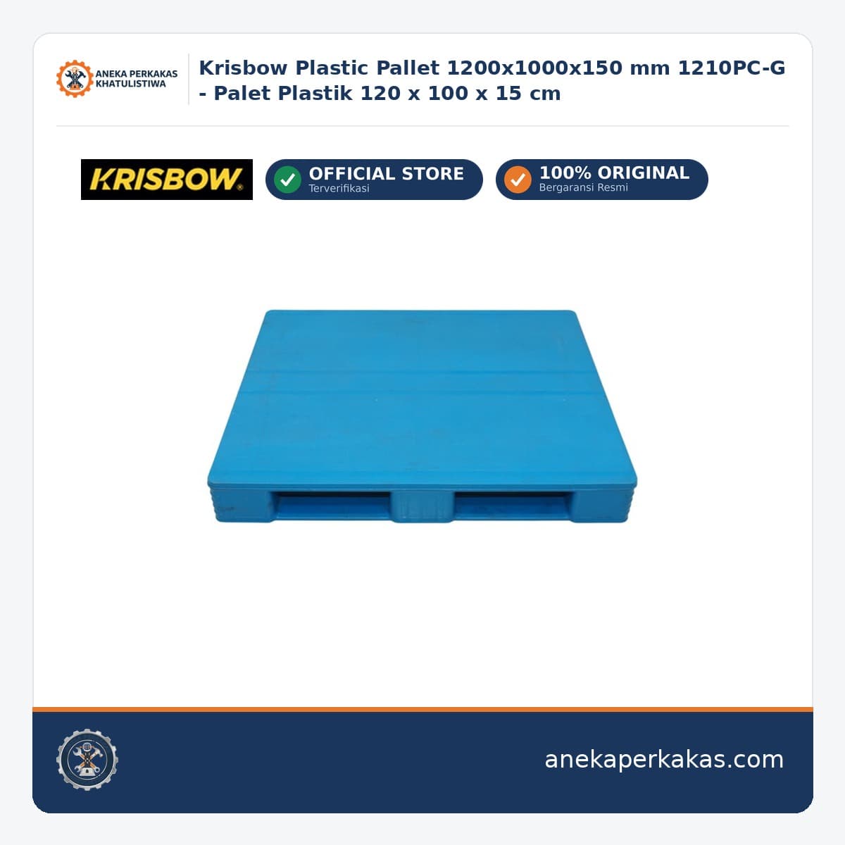 Krisbow Plastic Pallet 1200x1000x150 mm 1210PC-G - Palet Plastik 120 x 100 x 15 cm