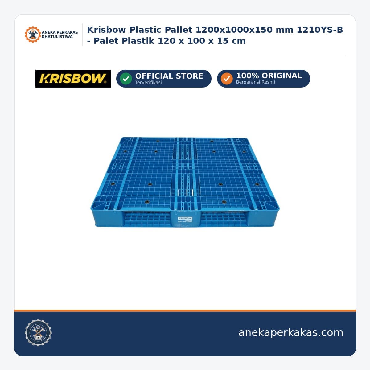Krisbow Plastic Pallet 1200x1000x150 mm 1210YS-B - Palet Plastik 120 x 100 x 15 cm