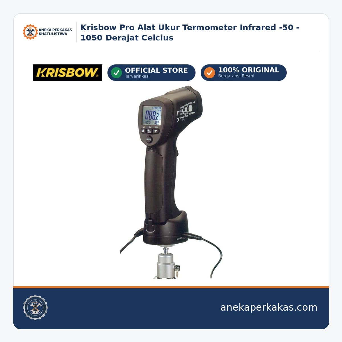 Krisbow Pro Alat Ukur Termometer Infrared -50 - 1050 Derajat Celcius