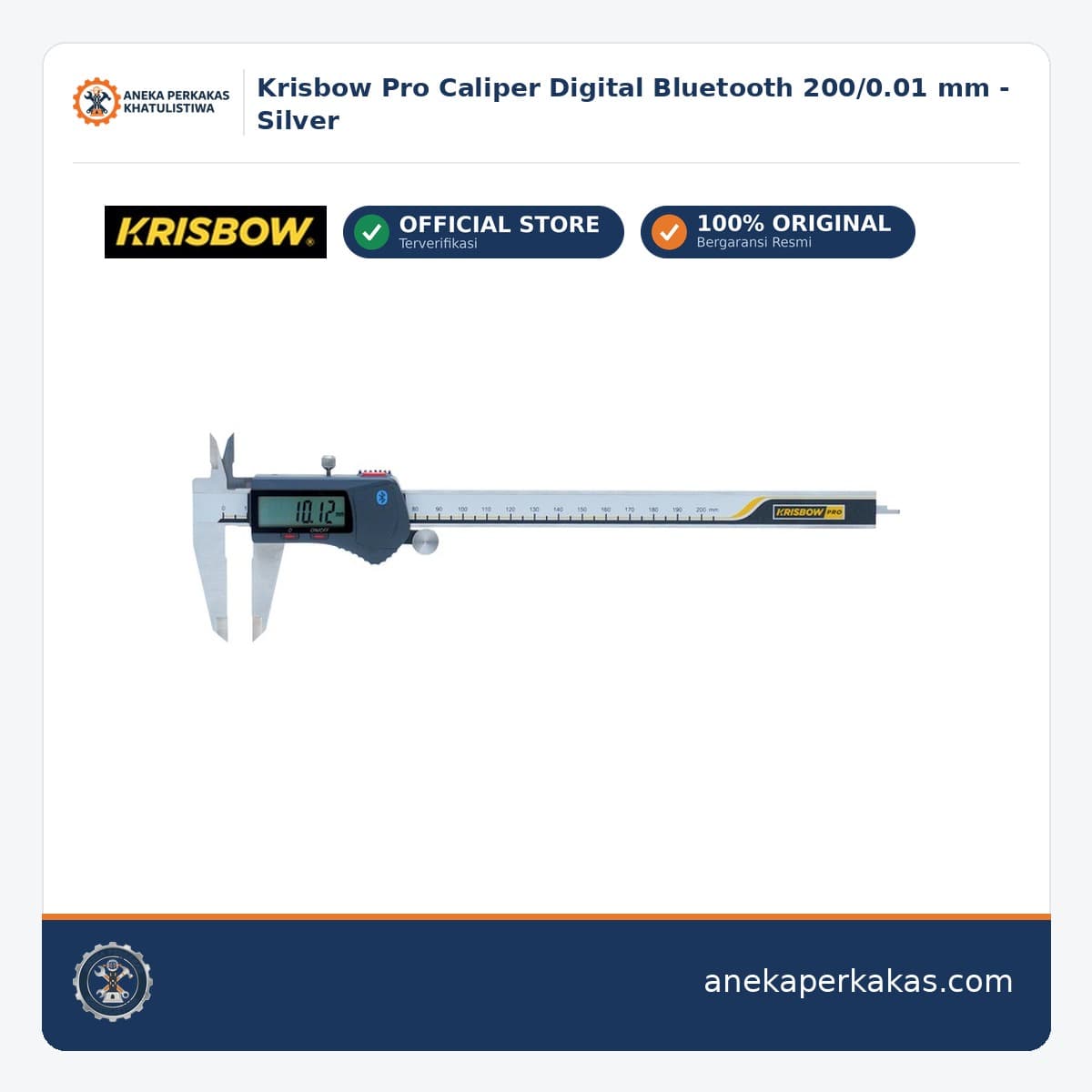 Krisbow Pro Caliper Digital Bluetooth 200/0.01 mm - Silver
