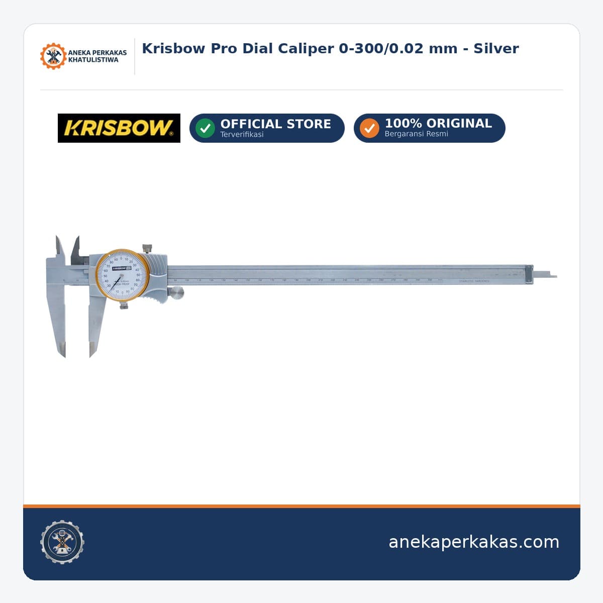 Krisbow Pro Dial Caliper 0-300/0.02 mm - Silver