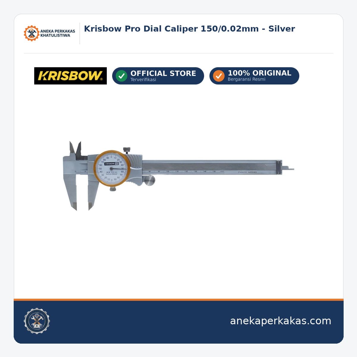 Krisbow Pro Dial Caliper 150/0.02mm - Silver