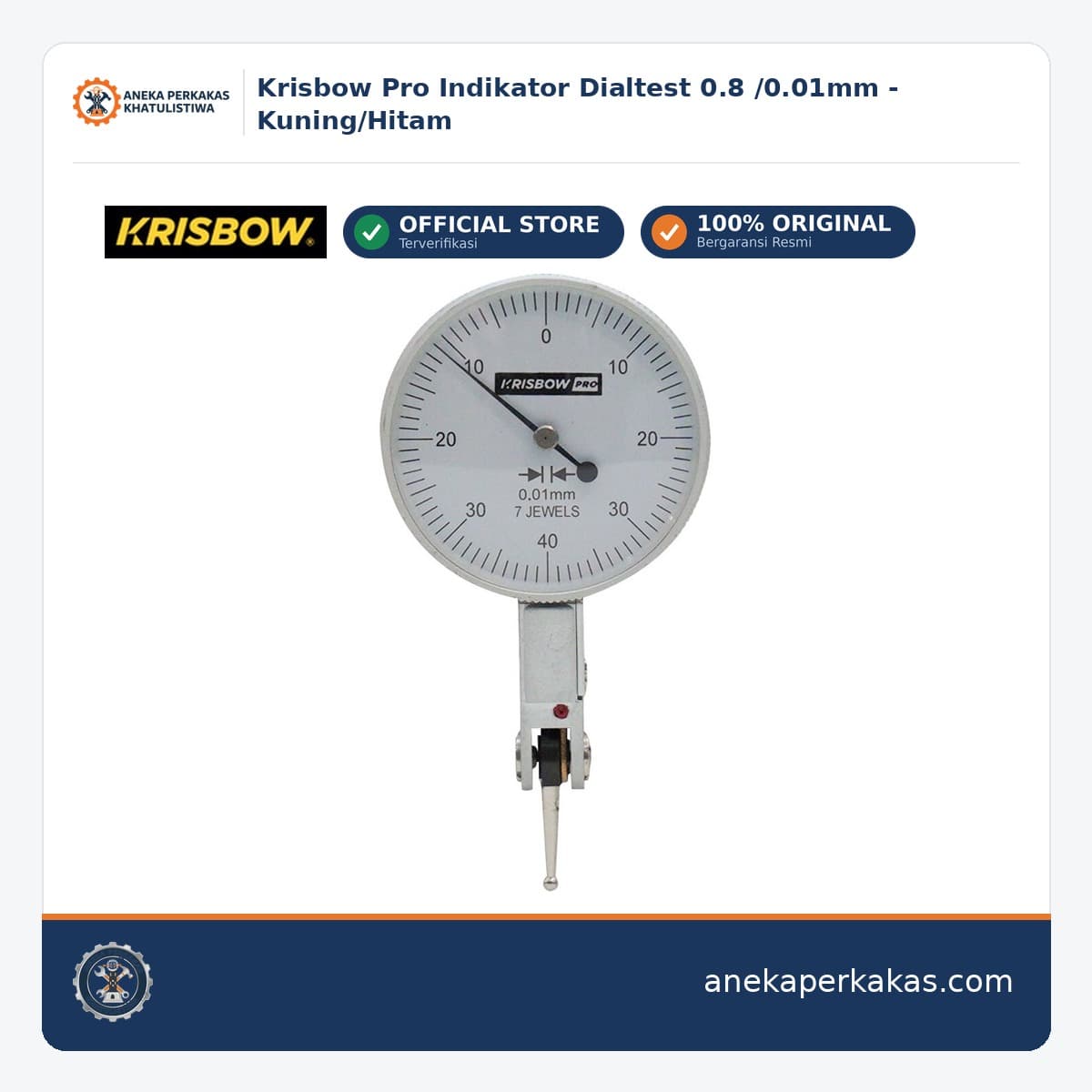 Krisbow Pro Indikator Dialtest 0.8 /0.01mm - Kuning/Hitam