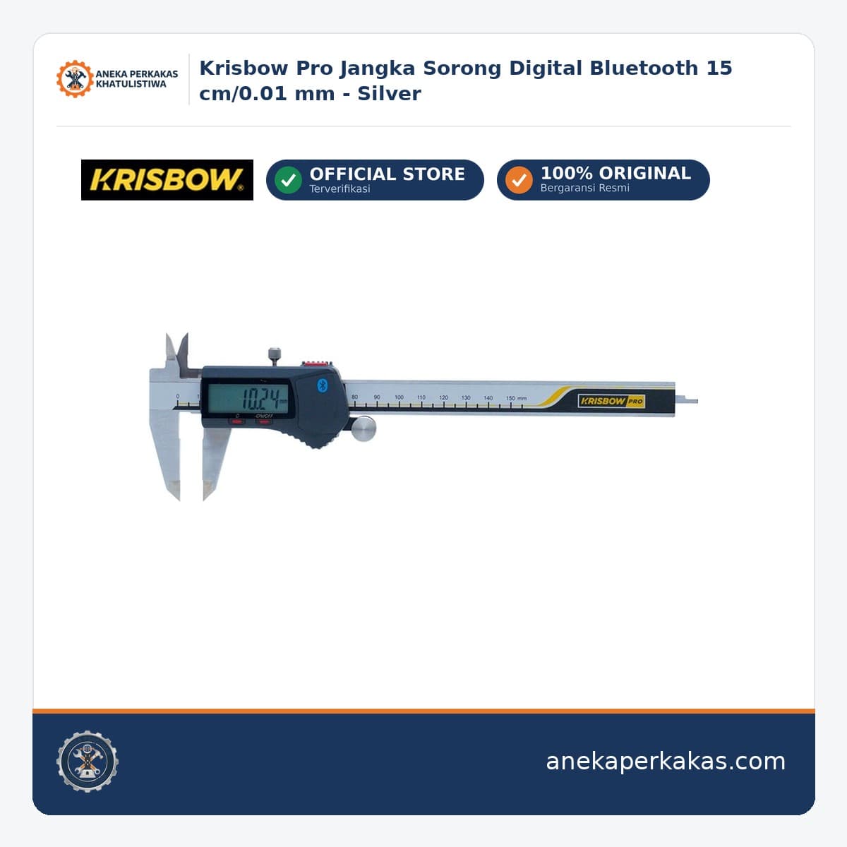 Krisbow Pro Jangka Sorong Digital Bluetooth 15 cm/0.01 mm - Silver