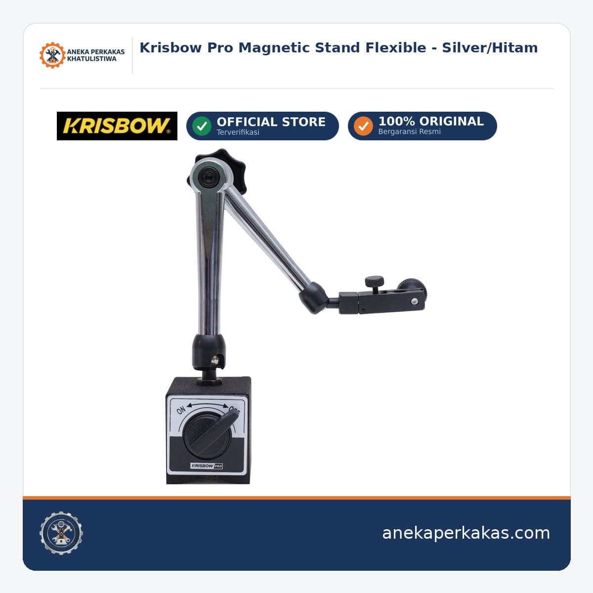 Krisbow Pro Magnetic Stand Flexible - Silver/Hitam