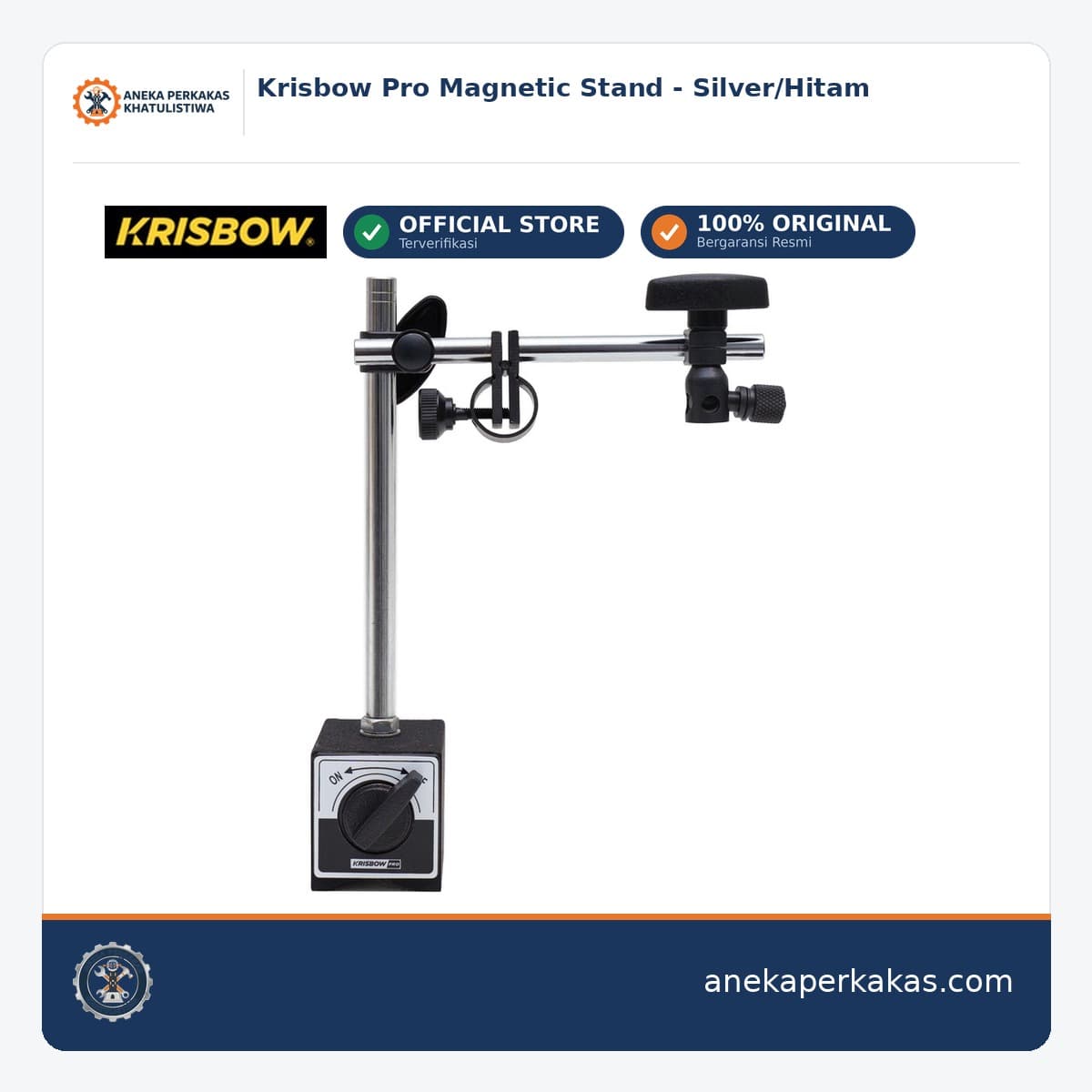 Krisbow Pro Magnetic Stand - Silver/Hitam