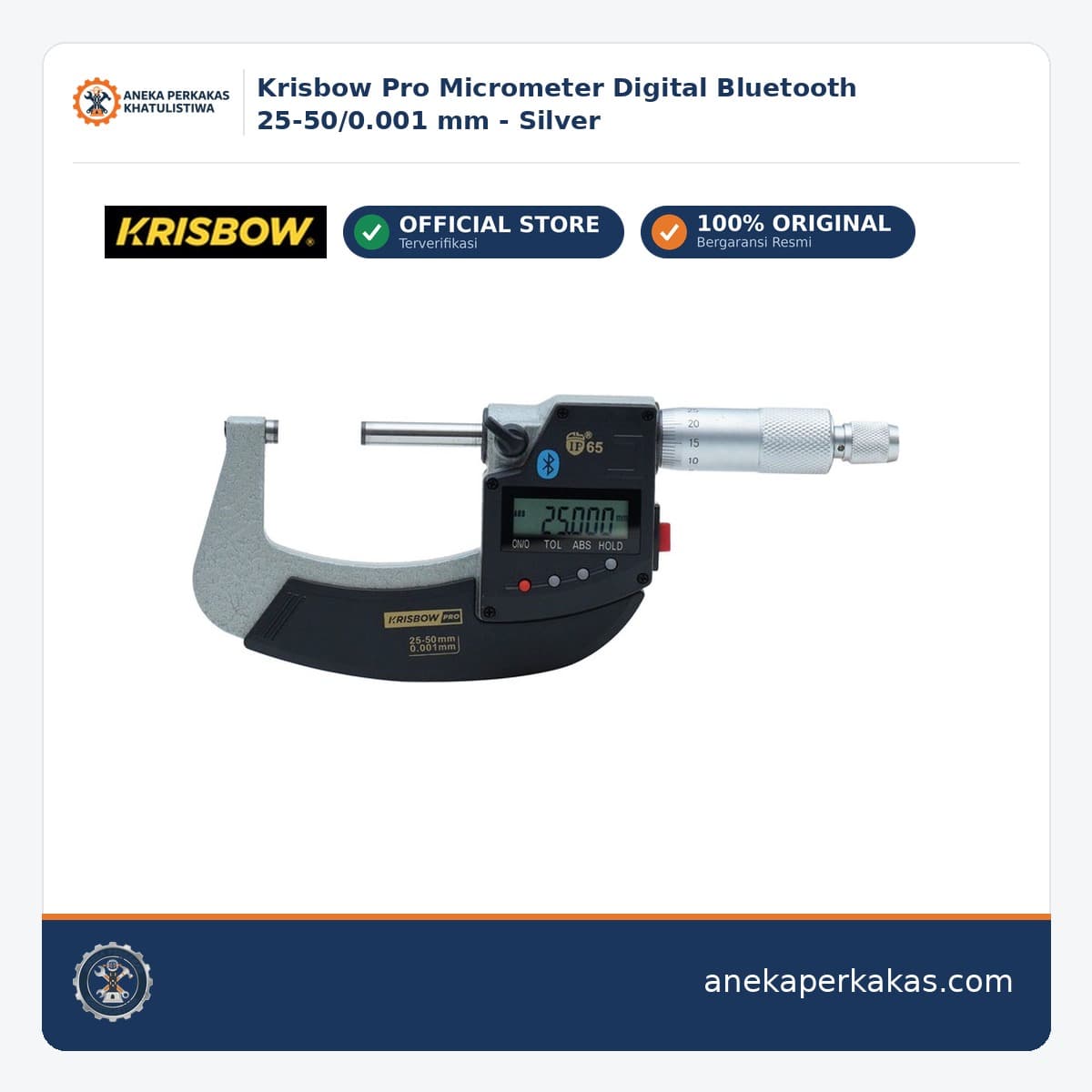 Krisbow Pro Micrometer Digital Bluetooth 25-50/0.001 mm - Silver