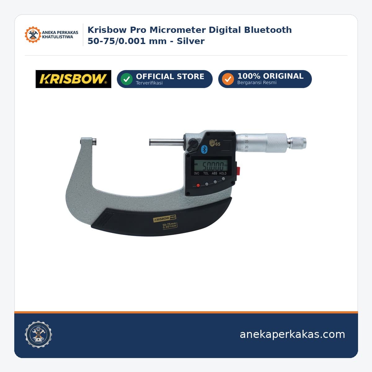 Krisbow Pro Micrometer Digital Bluetooth 50-75/0.001 mm - Silver