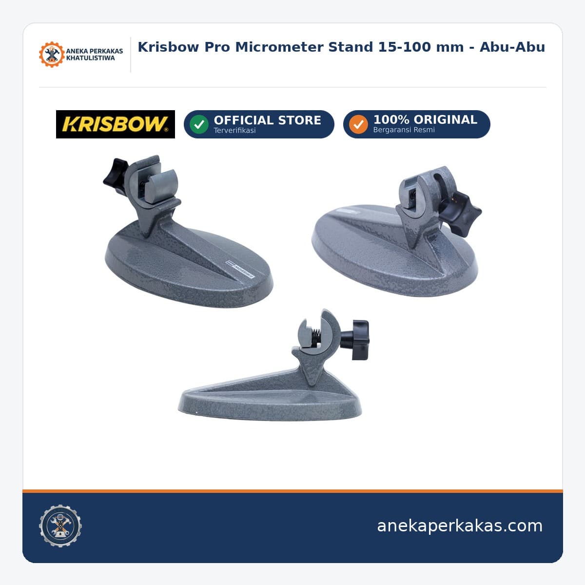 Krisbow Pro Micrometer Stand 15-100 mm - Abu-Abu
