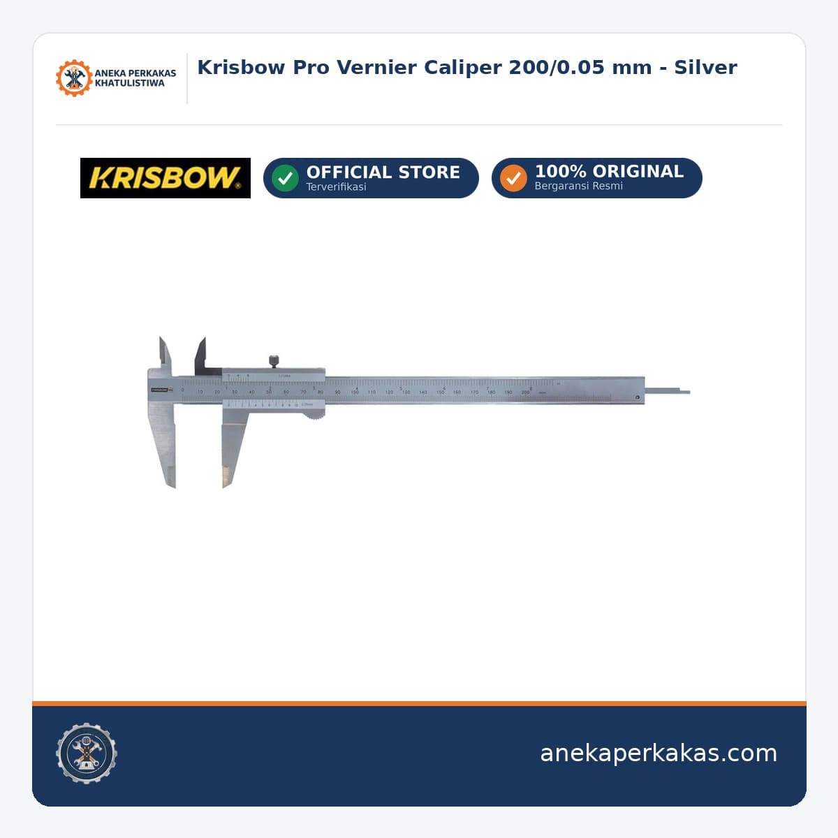 Krisbow Pro Vernier Caliper 200/0.05 mm - Silver