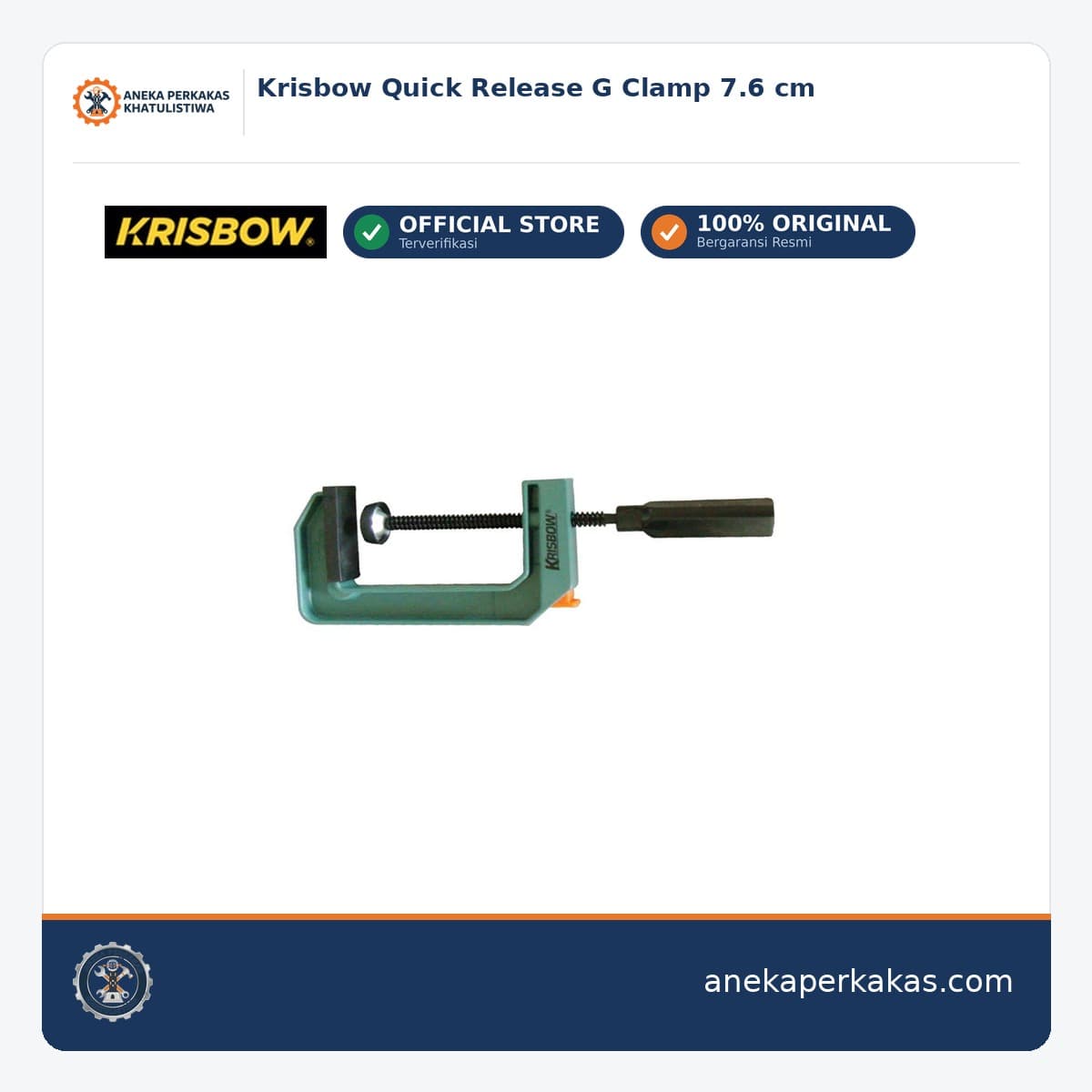 Krisbow Quick Release G Clamp 7.6 cm