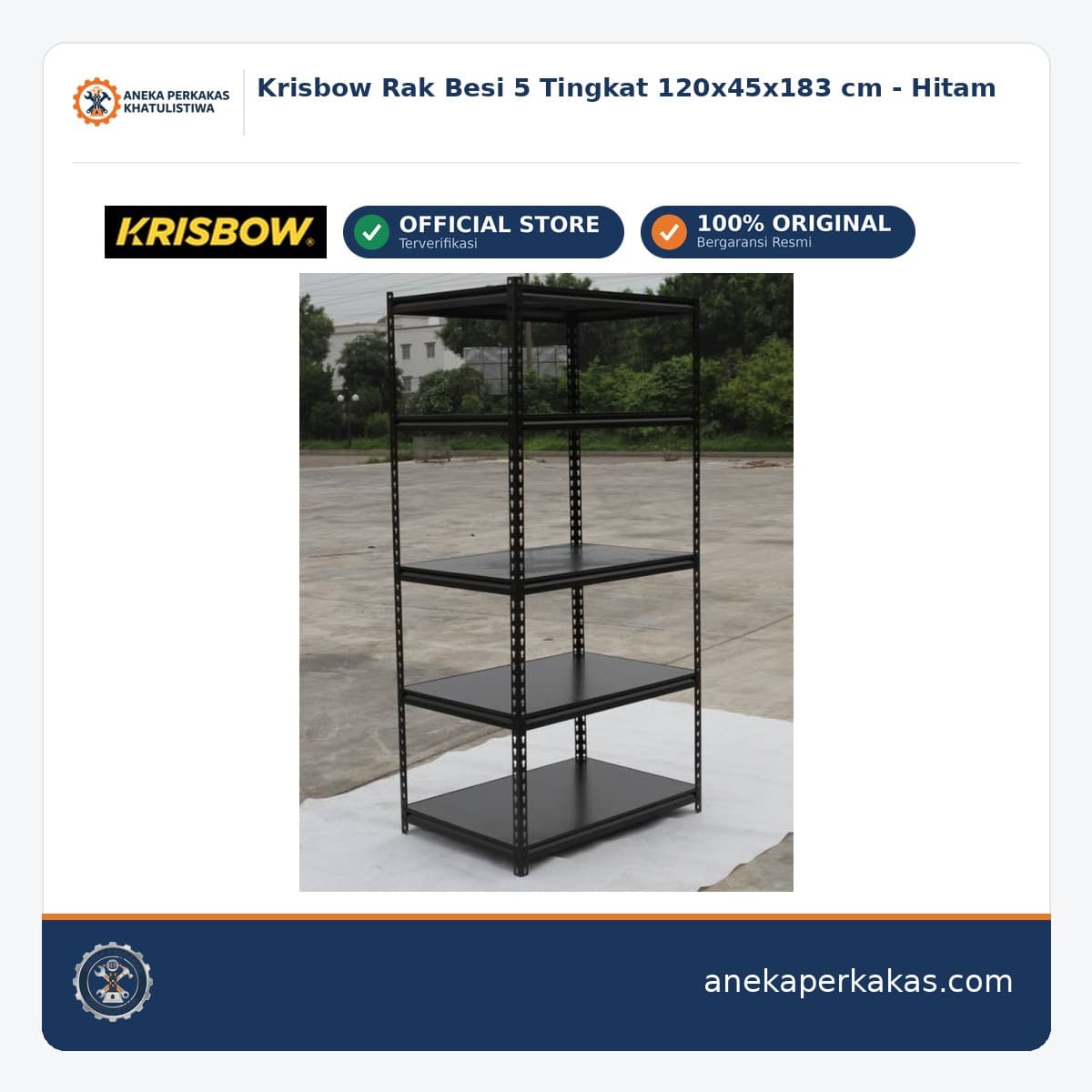 Krisbow Rak Besi 5 Tingkat 120x45x183 cm - Hitam